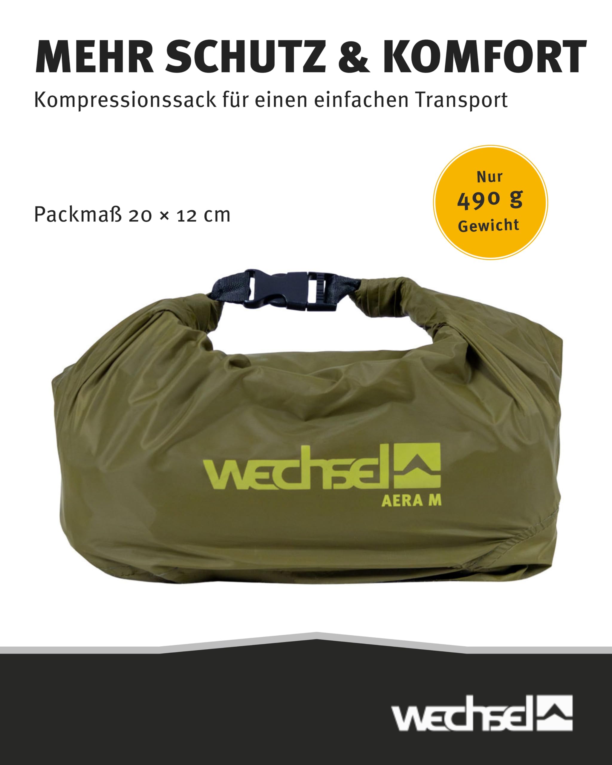 Wechsel Aera L I Ultraleichte Isomatte für mehrtägige Outdoor-Touren I Aufblasbare Luftmatte I Hervorragende Wärmeisolierung I 195 x 65 x 6,5 cm I Ideal für Trekking, Backpacking & Camping