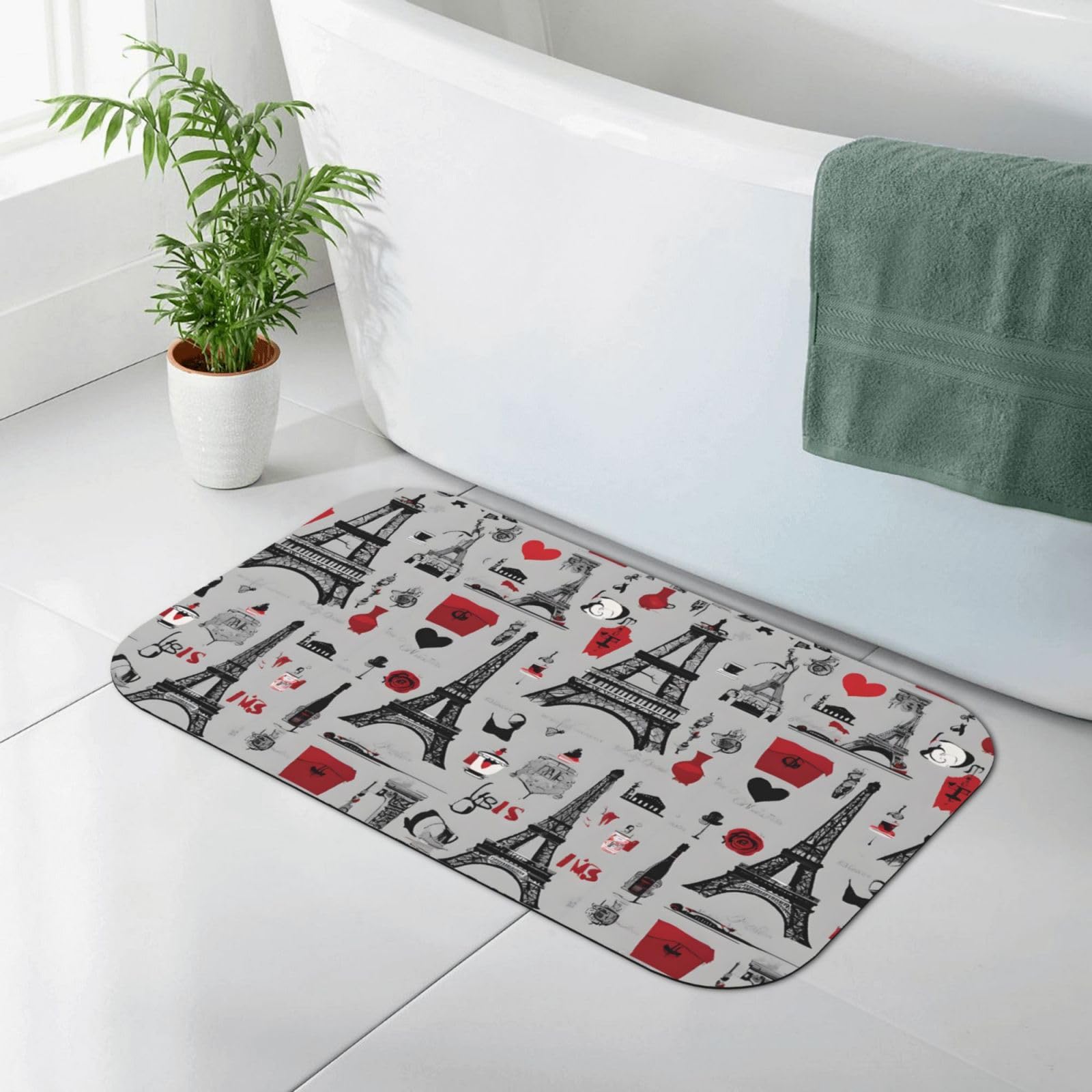 Tapis de salle de bain absorbant en diatomée souple pour baignoire et cuisine
