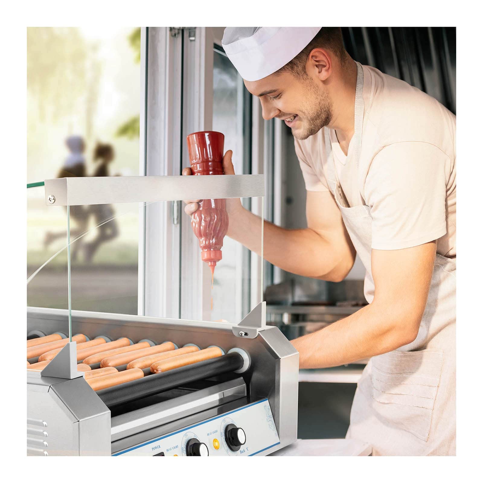 Royal Catering - RCHG-11T - Griglia a 11 rulli per wurstel - 2.200 watt