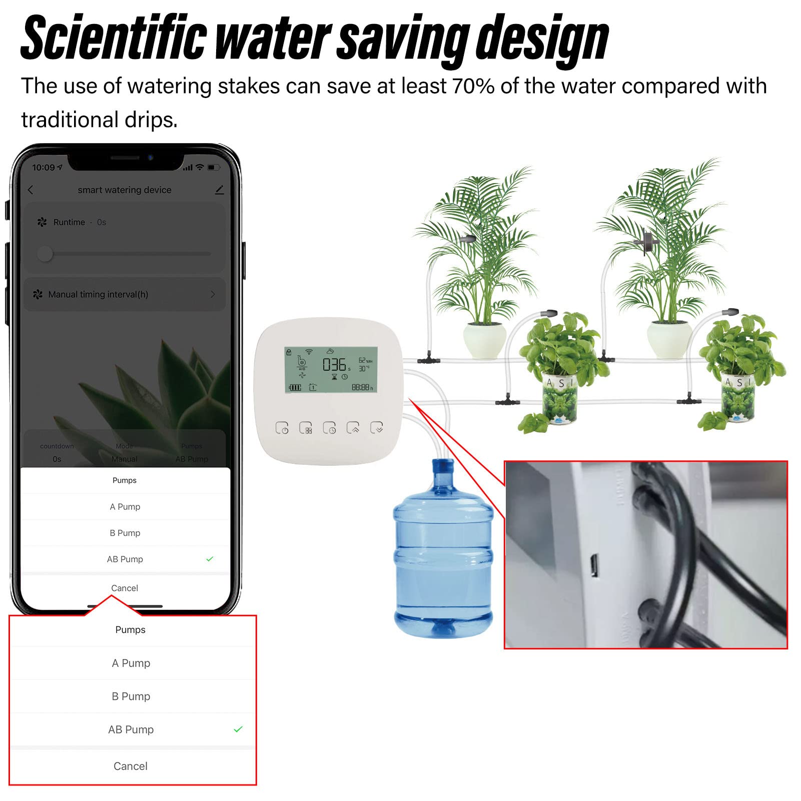 Kit di irrigazione a goccia automatica APP intelligente di irrigazione a tempo programmabile WiFi Dispositivo di irrigazione automatica per piante da giardino