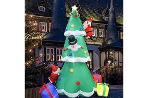 8ft Christmas Inflatable Tree with Light-Up Function, 2 Santa Doll Ornaments, 2...