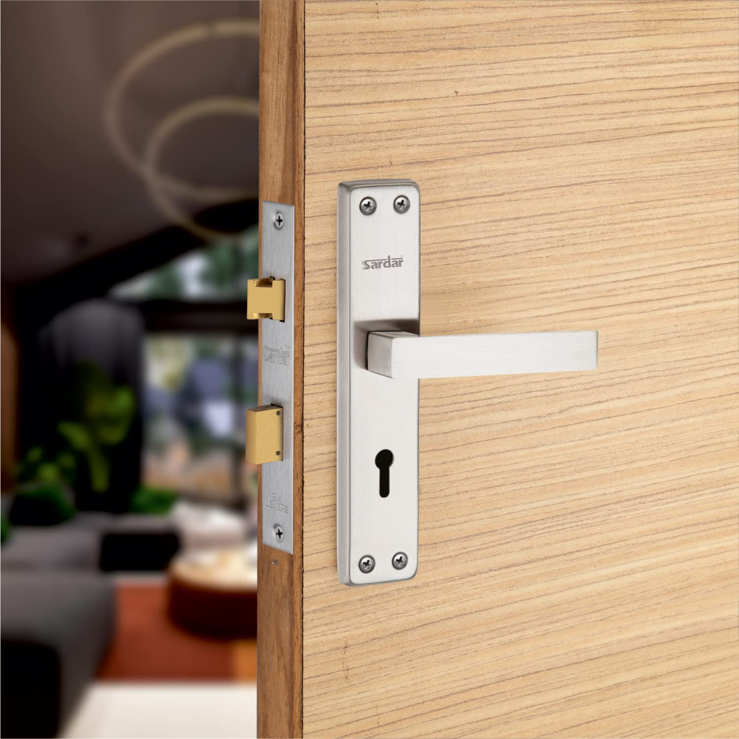 SARDAR Square 8 Inch Stainless Steel Handle Set|2 Keys | 6 Lever Single Turn Lock Set| Handle Set for Door, Bathroom, Bedroom, Living Room| (SS Finish) (B0BV2RW65B) Amazon Price History, Amazon Price Tracker