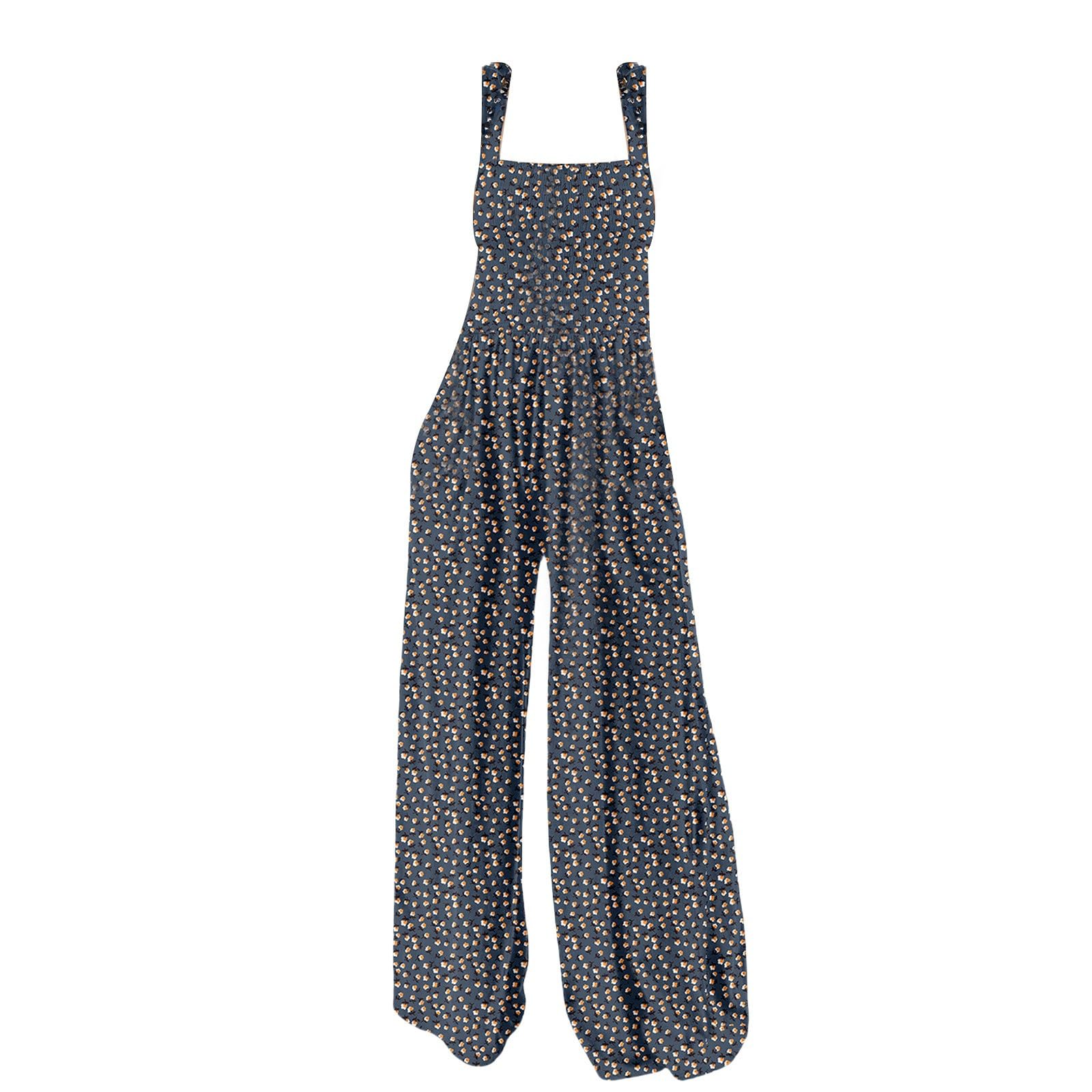 Tuta estiva da donna, con motivo floreale, casual, ampia