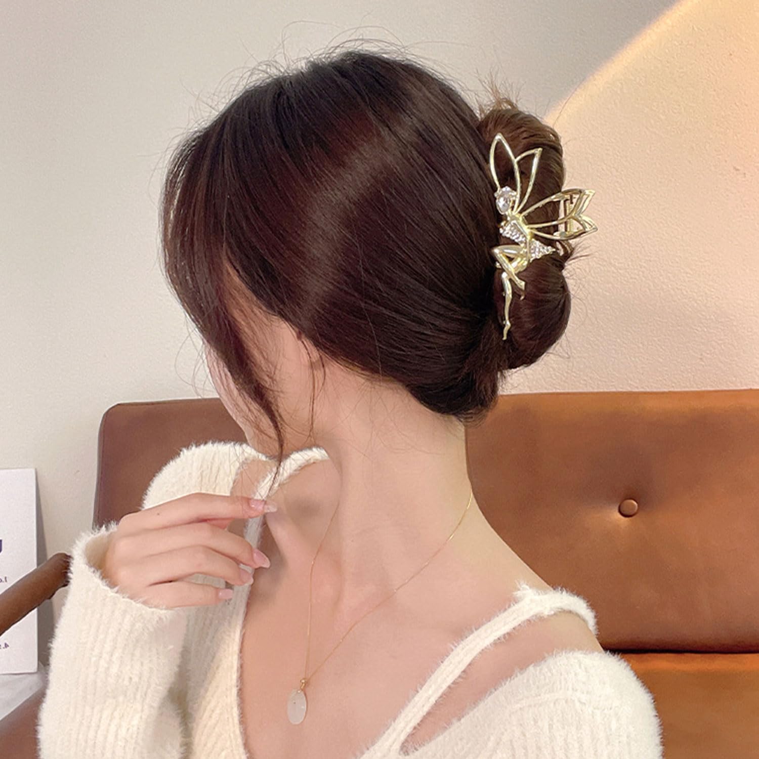 Amazon.com: HIFANMM Rhinestones Gold Fairy Metal Hair Clip 