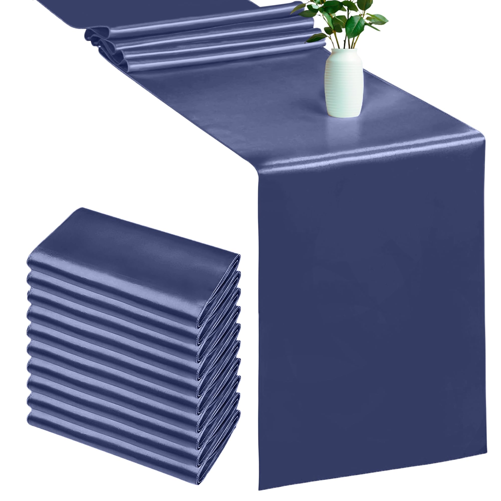 Trimming Shop Navy Table Runner for Dining Table 11 x 108 Inch Satin Silk Table Runner Wrinkle Free Drapes Elegantly Satin Table Runner for Wedding, Dining & Party Decorations (Pack of 10) — image 1