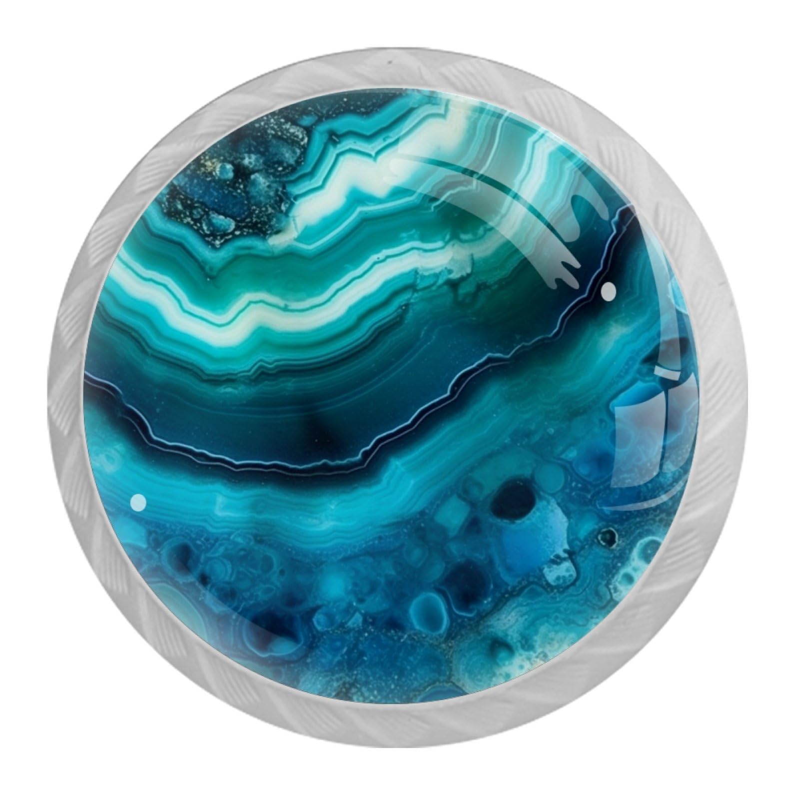 Newzone Blue Marble Agate 4 Pack Drawer Knobs Cabinet Knobs Crystal Glass Knobs Pulls Handles For Kitchen Cabinet Hardware Cupboard Door Dresser Wardrobe Home Decor