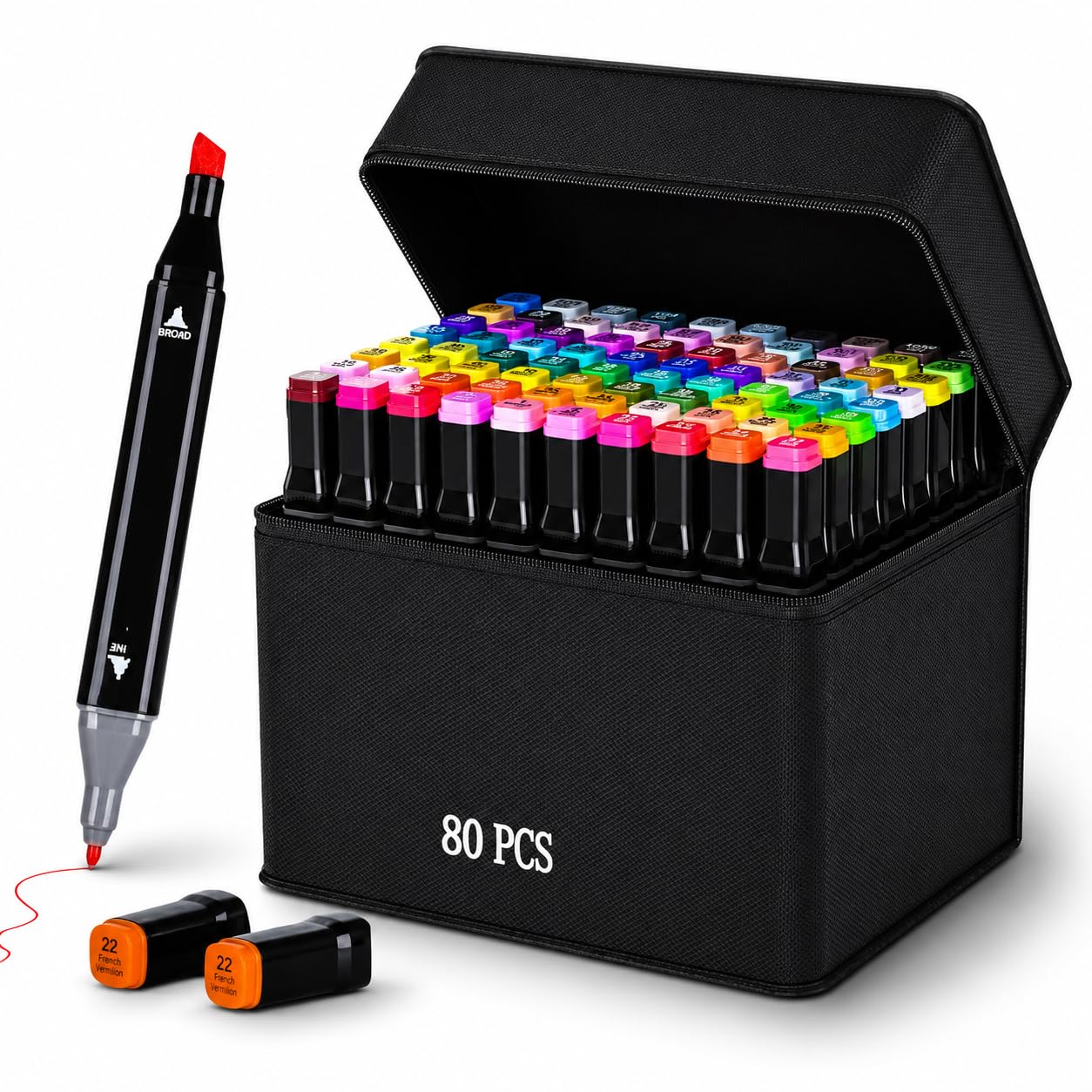 Corslet 80 Alcohol Markers & Color Pens Set | Colour Marker Pen Art Markers Dual Tip Brush & Chisel Alcohol Based Markers for Drawing Sketching Adult Colouring & Illustrations