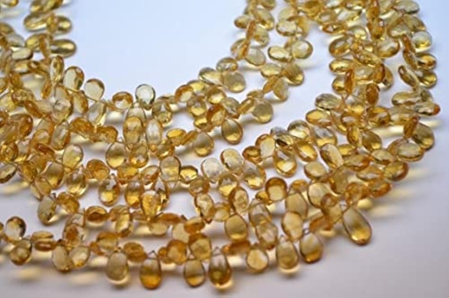 Citrine quartz perle poire facettée 7-10mm briolette fil 9" pour bijoux