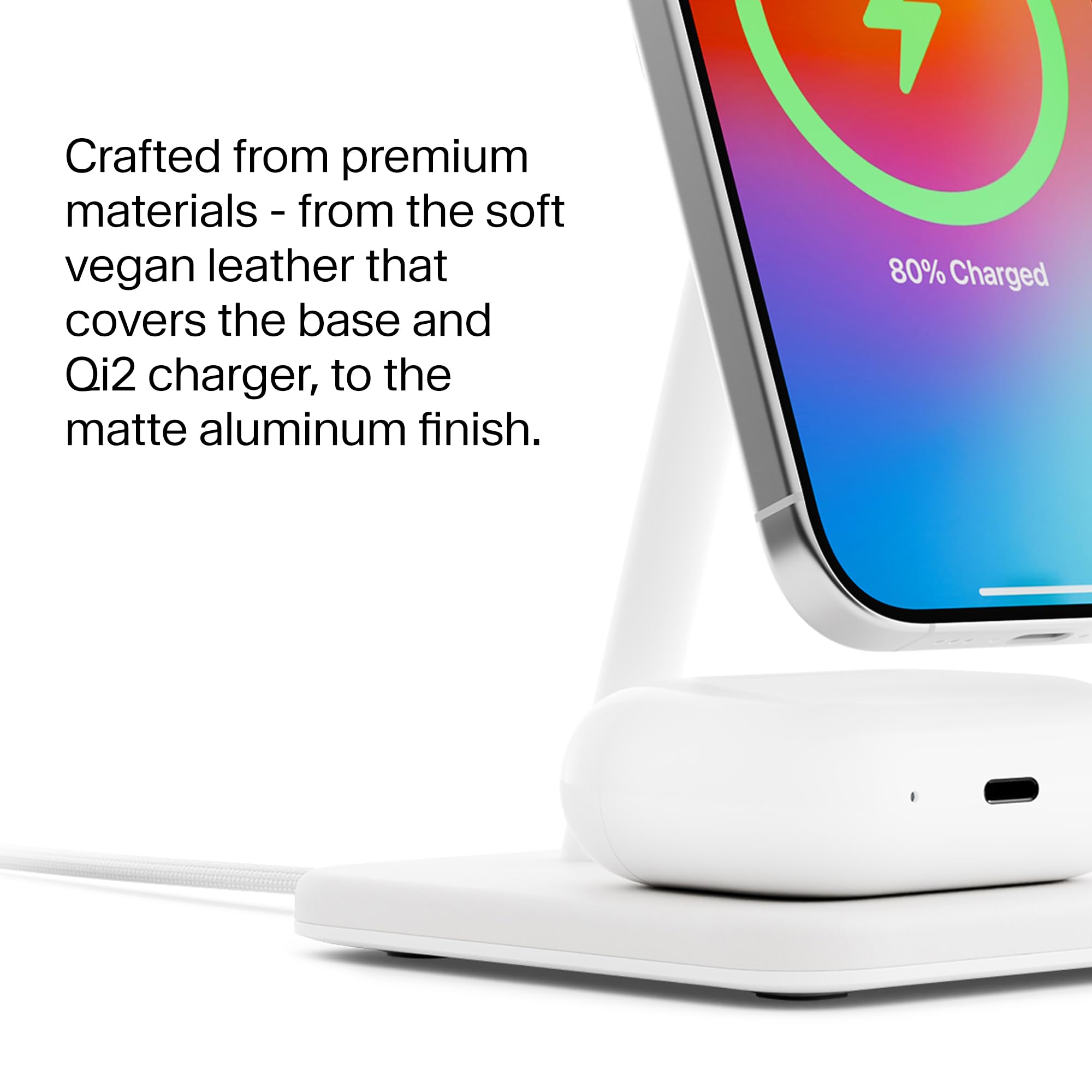 Twelve South HiRise 2 Deluxe 2 w 1 Qi2 stacja ładująca do iPhone'a i AirPods, biały