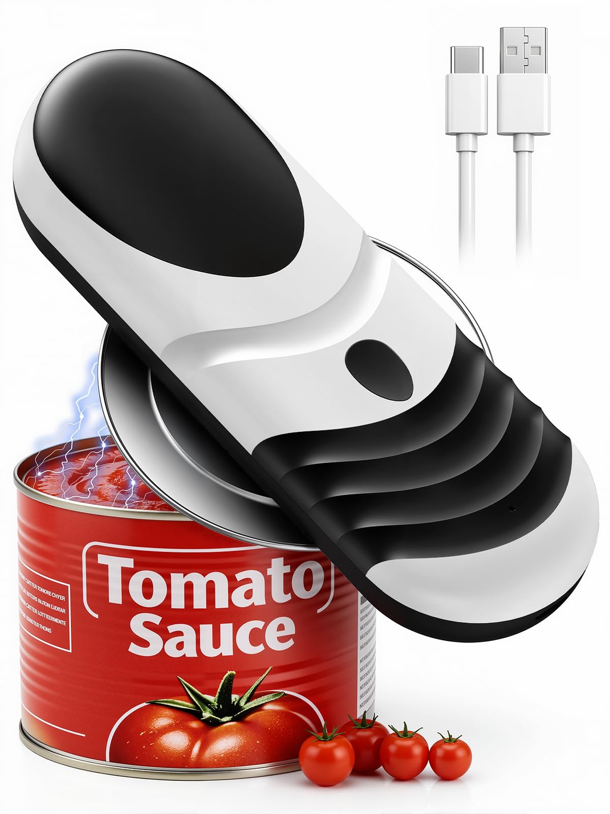 One Touch Electric Can Opener Fits Almost All Can Sizes for Seniors with Arthritis, Rechargeable Smooth Edge Can Opener with Magnetic Cover Catch, Food Safe Kitchen Gadget