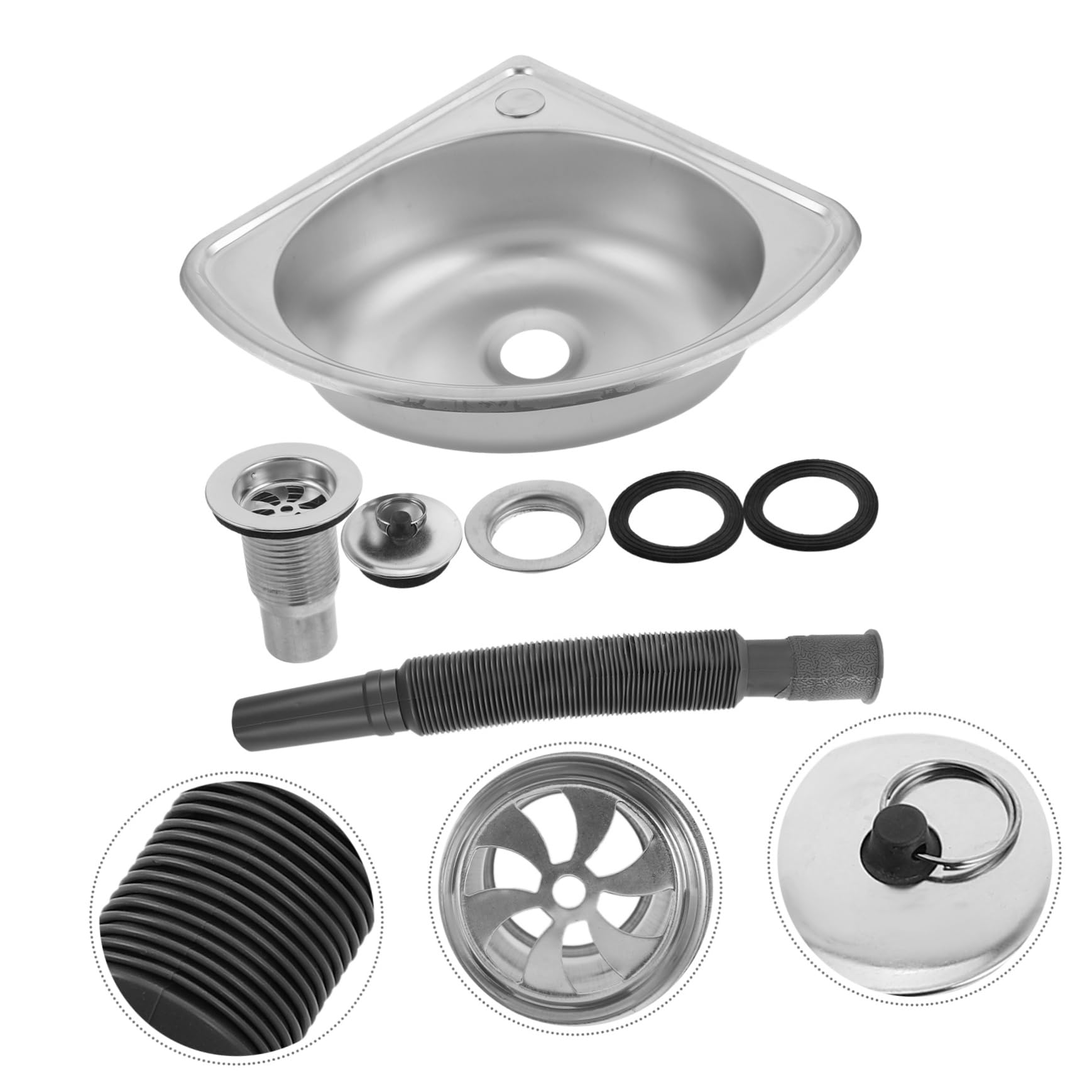 Fregadero de Esquina y Diseño Ahorrador de Espacio de Acero Inoxidable para Autocaravana Material Resistente Lavabo Simple y Pequeño Adecuado para Cocinas Varios estilos