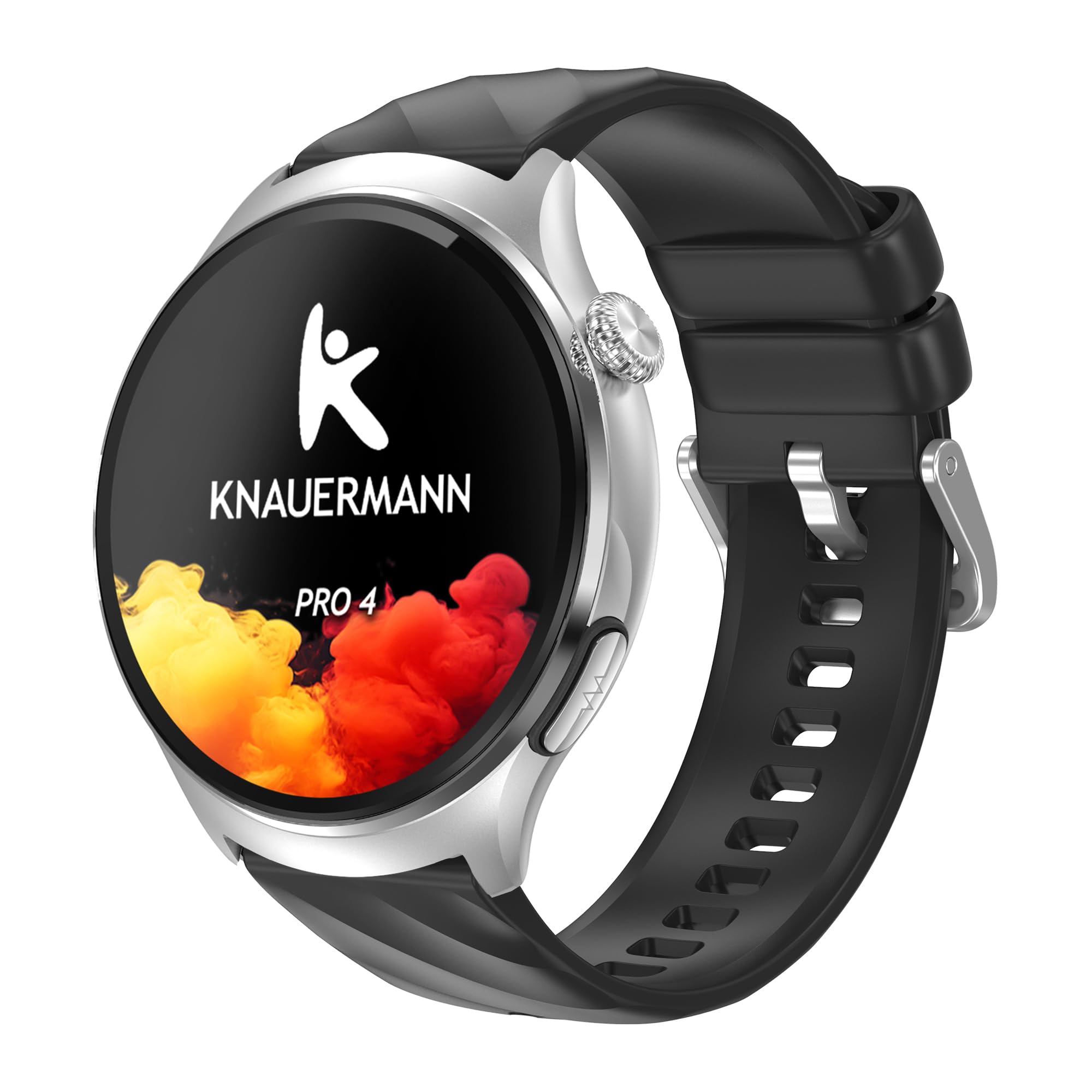 Knauermann Pro 4 ECG Healthy Watch - Reloj Inteligente con función telefónica – Reloj Inteligente Plateado – Pulso presión Arterial oxígeno en Sangre HRV – Análisis del sueño – para Hombre y Mujer
