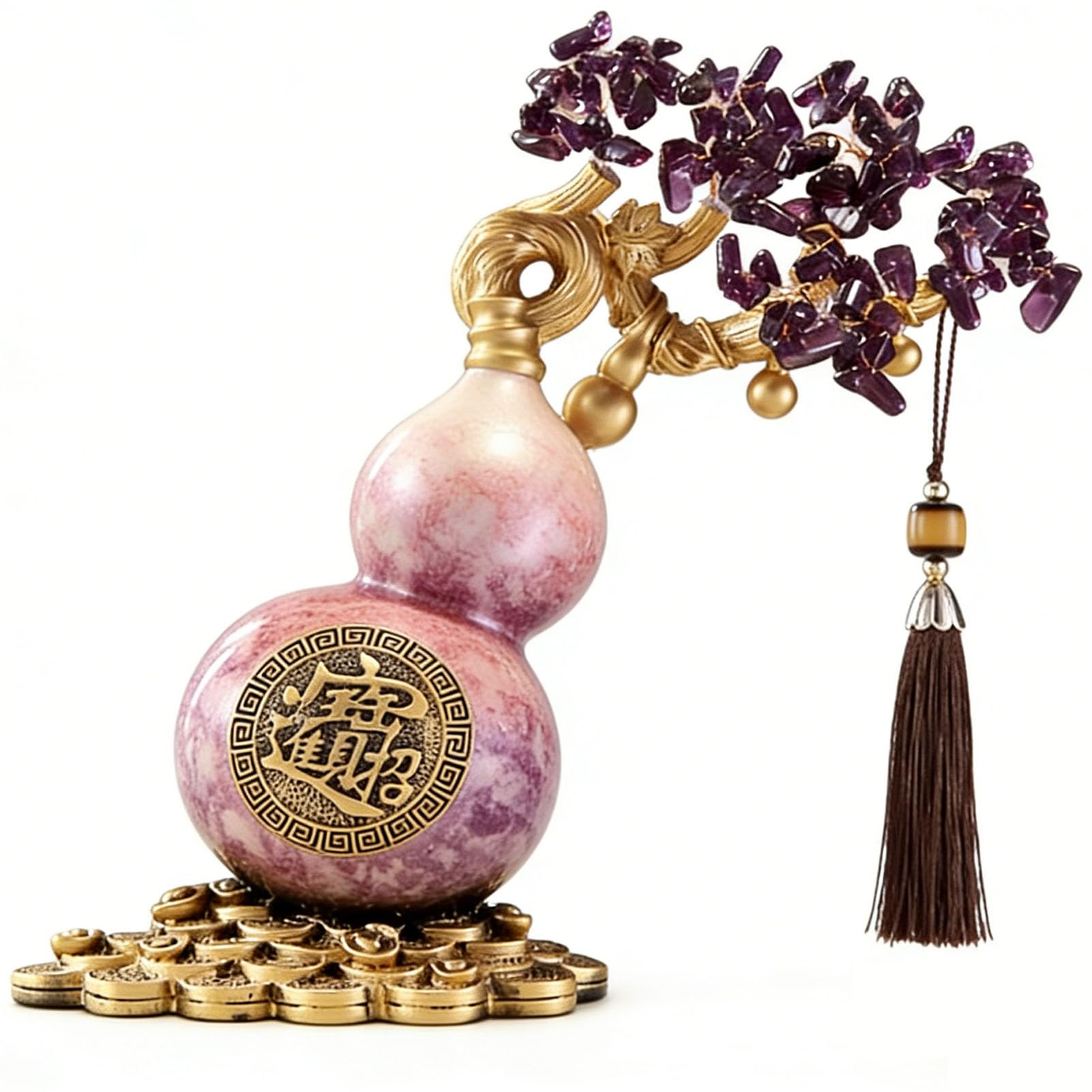 Feng Shui ceramiczna tykwa Wu Lou, tradycyjny chiński wystrój powodzenia dla bogactwa i zdrowia, prezent amulet błogosławieństwa dla bliskich, przyjaciół rodziny,A