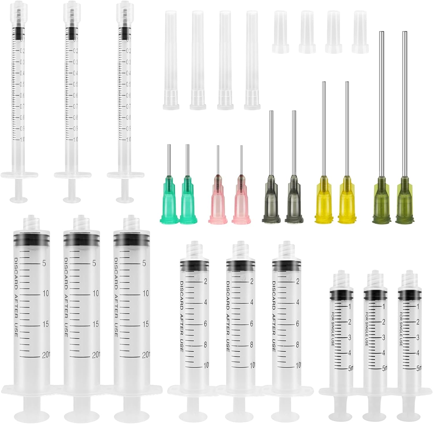 TRUEIN 12 Pcs 1ml 5ml 10ml 20ml Colostrum Syringe with Needle, Plastic
