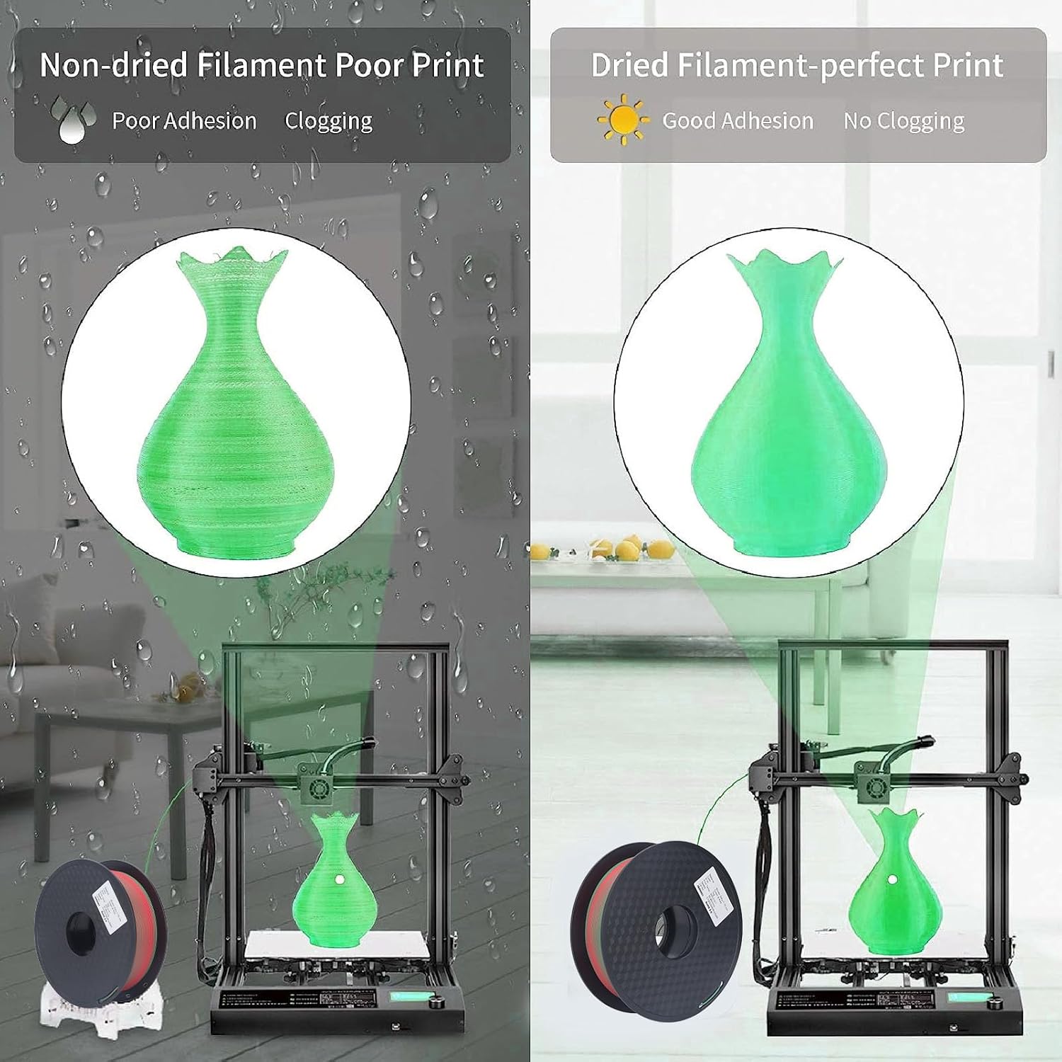 Dual Color PLA Filament 1.75mm, Shiny 3D Printer Consumables, Clog Effortless, High Performance for Detailed Printing
