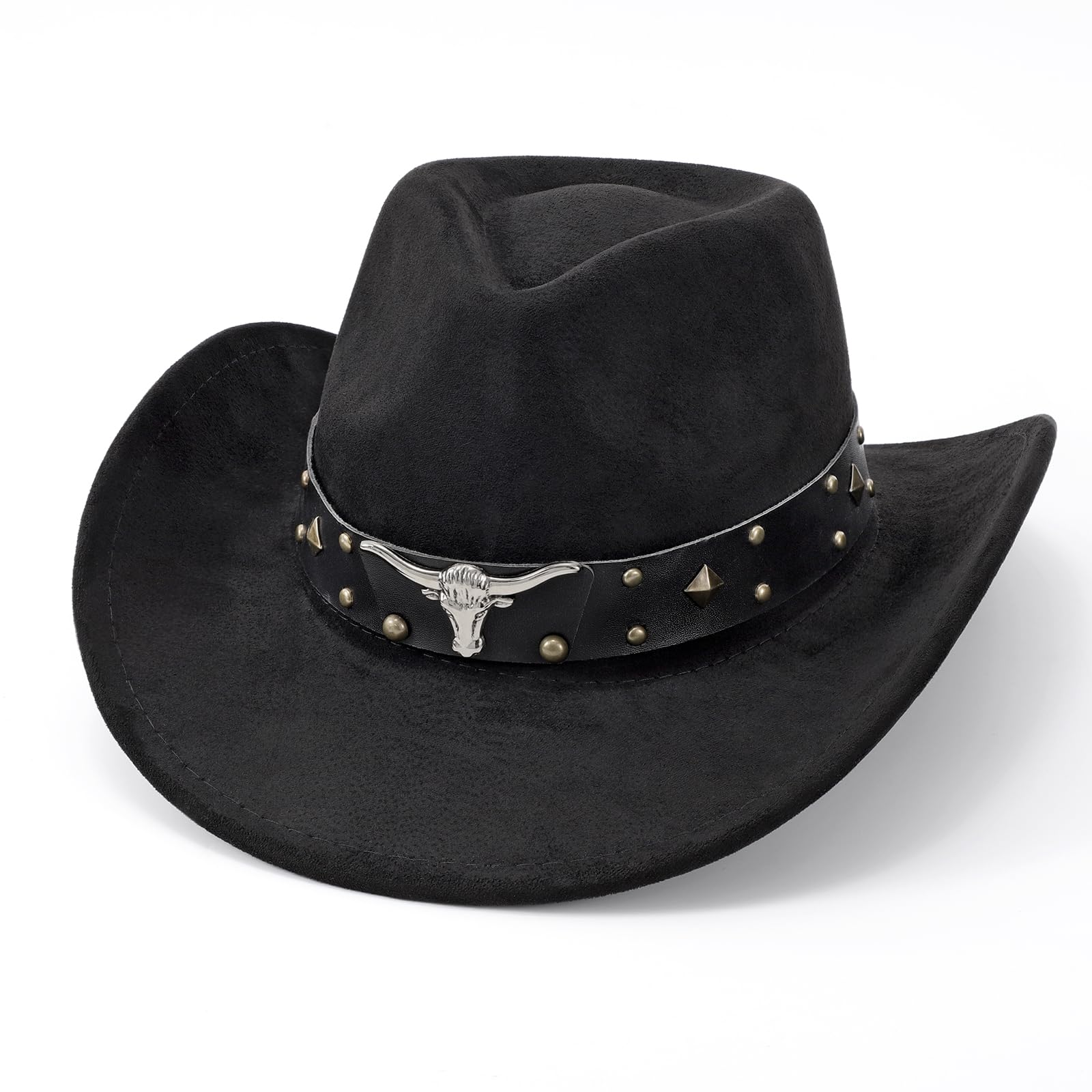 SANSTHS Cowboy Hats for Men Women Cowgirl Hat Wide Brim Felt Hats Western Leather Cowboy Hats for Lover