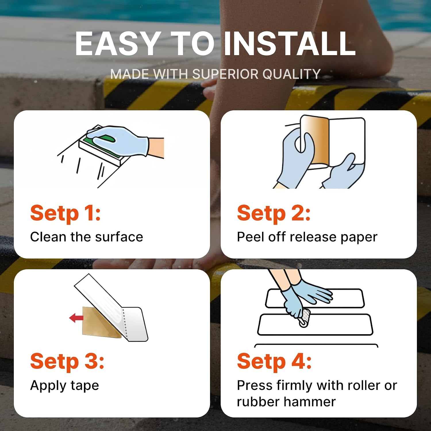 NORTHSKY 2 Inch x 60 Foot Anti Slip Tape, 60-Grit Friction, Non-Slip Traction Grip for Stairs, Waterproof Grip Tape Safety Non Skid Tape for Steps Anti-Slip Traction Tape Black/Yellow