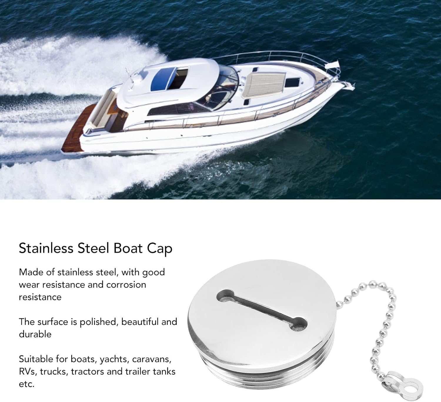 38mm Boot Brandstof Dek Vullen, 316 Rvs Marine Gas Dek Filler met Sleutel Jacht Caravan RV Vrachtwagens, Spiegel Gepolijst