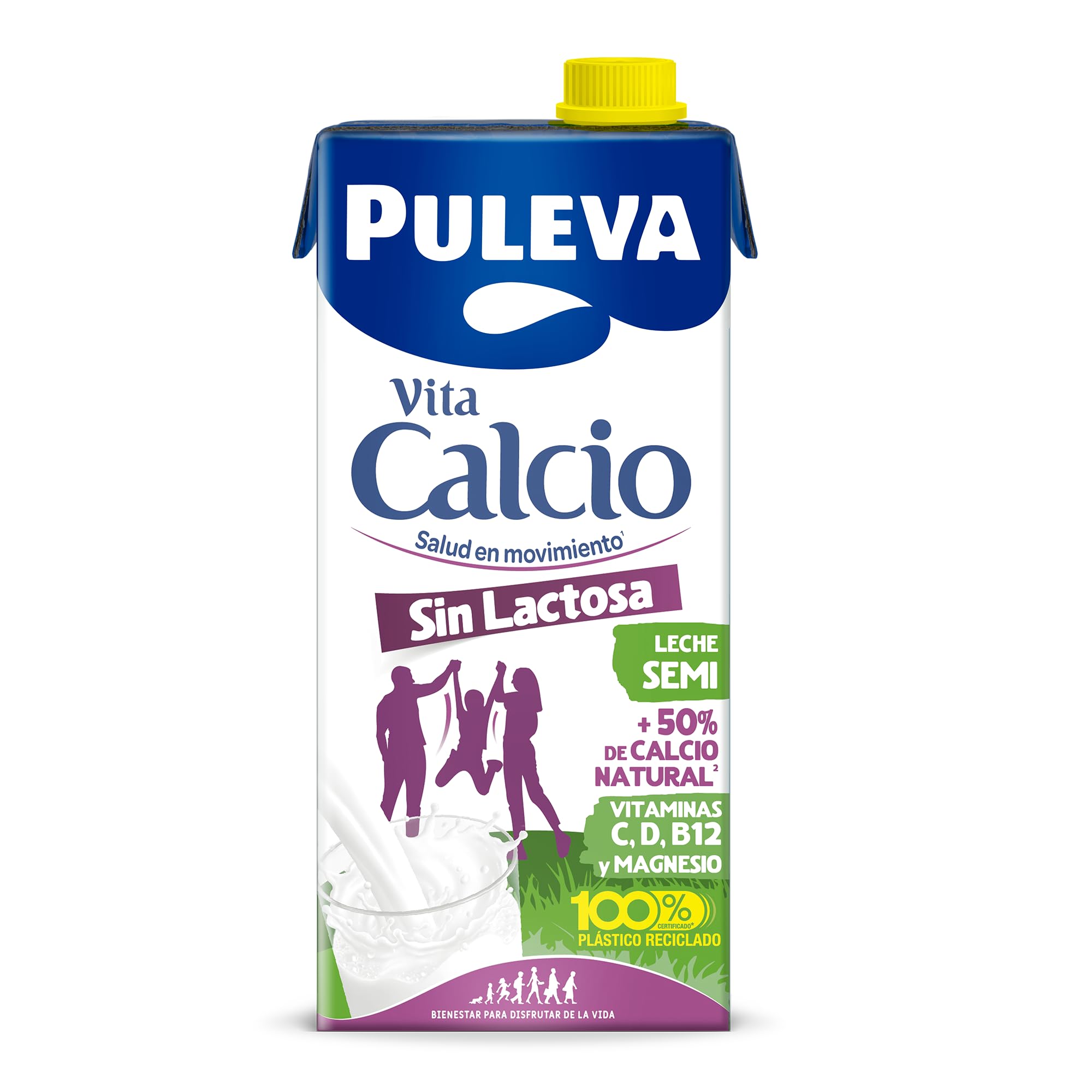 Puleva Vita Calcio Leche Semidesnatada Enriquecida con Calcio Sin Lactosa Pack 6 x 1L