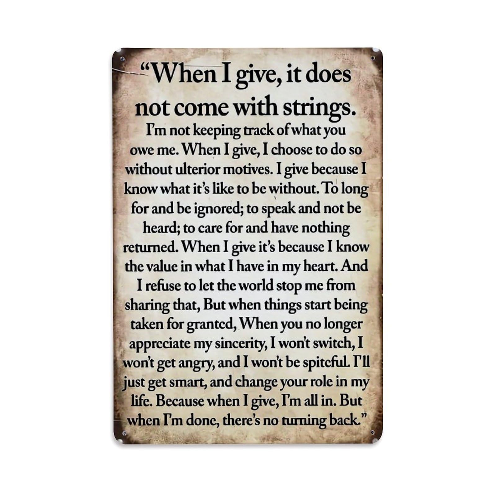 Jdfenggu Vintage Inspirational Quote On Background Retro Metal Tin Sign, Decor Art Poster For Bar, Home, Man Cave, Kitchen, Laundry Room Gift 8X12inch
