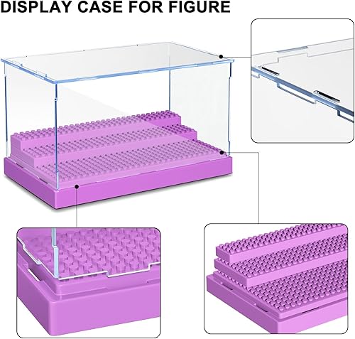 Miniatura 5 de KKU Vitrina para bloques de figuras de acción de minifiguras, caja de exhibición de minifiguras acrílicas, caja de almacenamiento con 3 pasos
