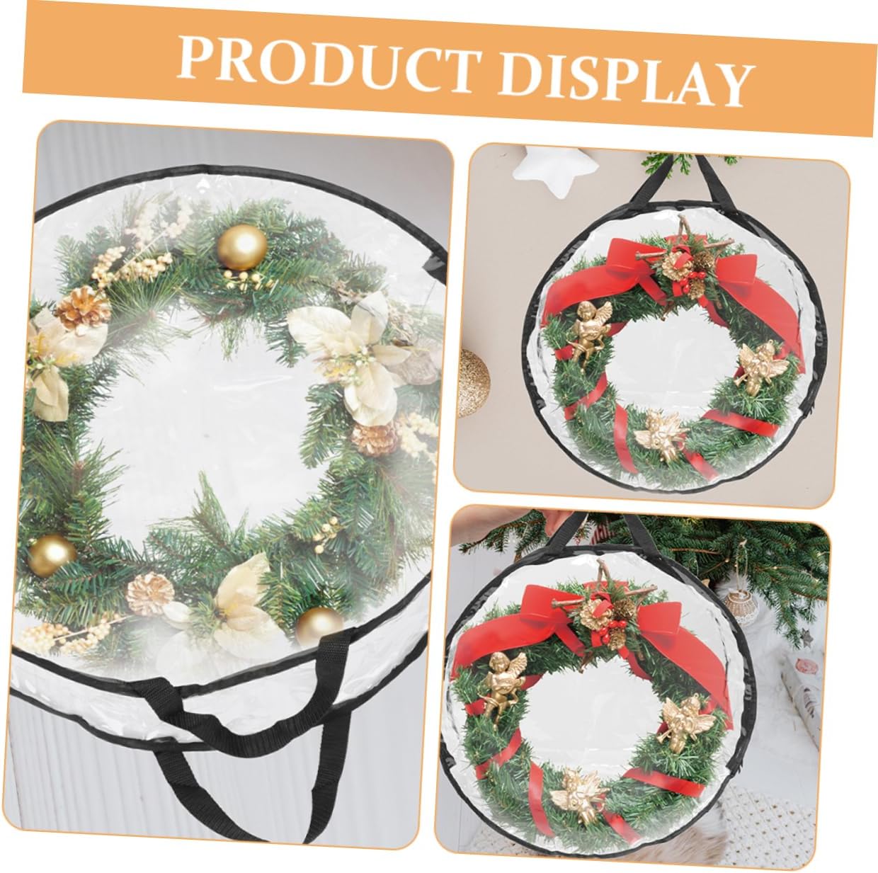 PRETYZOOM Christmas Wreath Storage Bag Capacity Packing Bag for Xmas Decorations Visible Design to Holiday Wreaths Damage and
