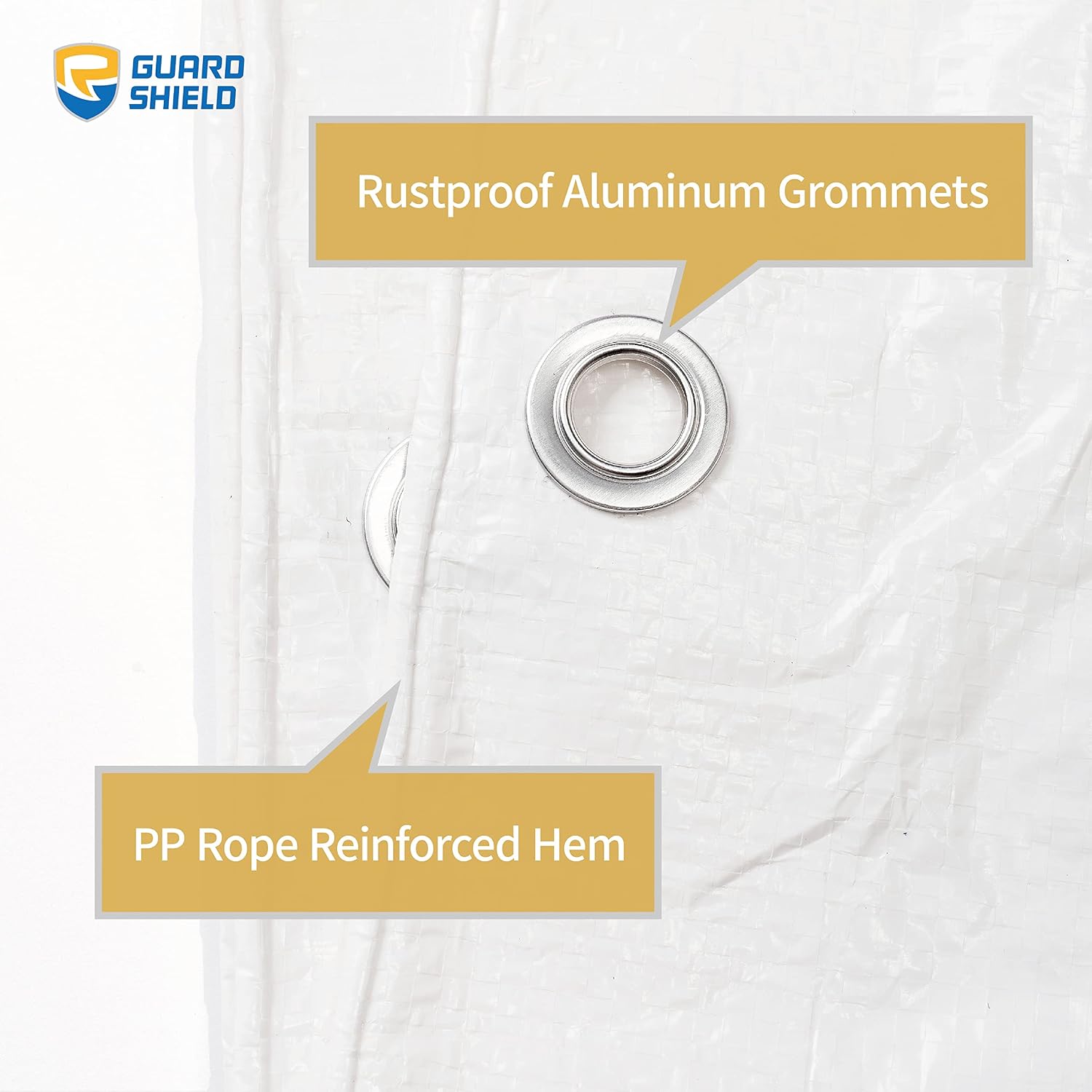 GUARD SHIELD Tarp White 8x8 Feet Multi Purpose Waterproof Poly Tarp Cover 5mil