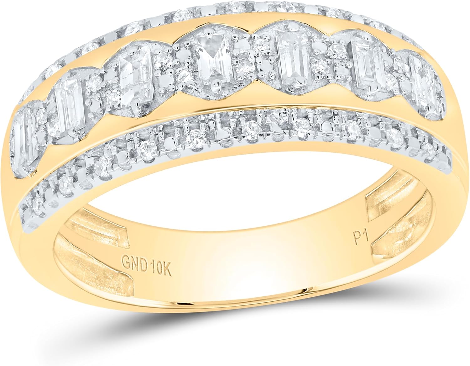 Jewels By Lux 10kt Yellow Gold His & Hers 3/4 Cttw Diamond Round Trio Ring, Women Size: 5-9, Men Size: 8-12
