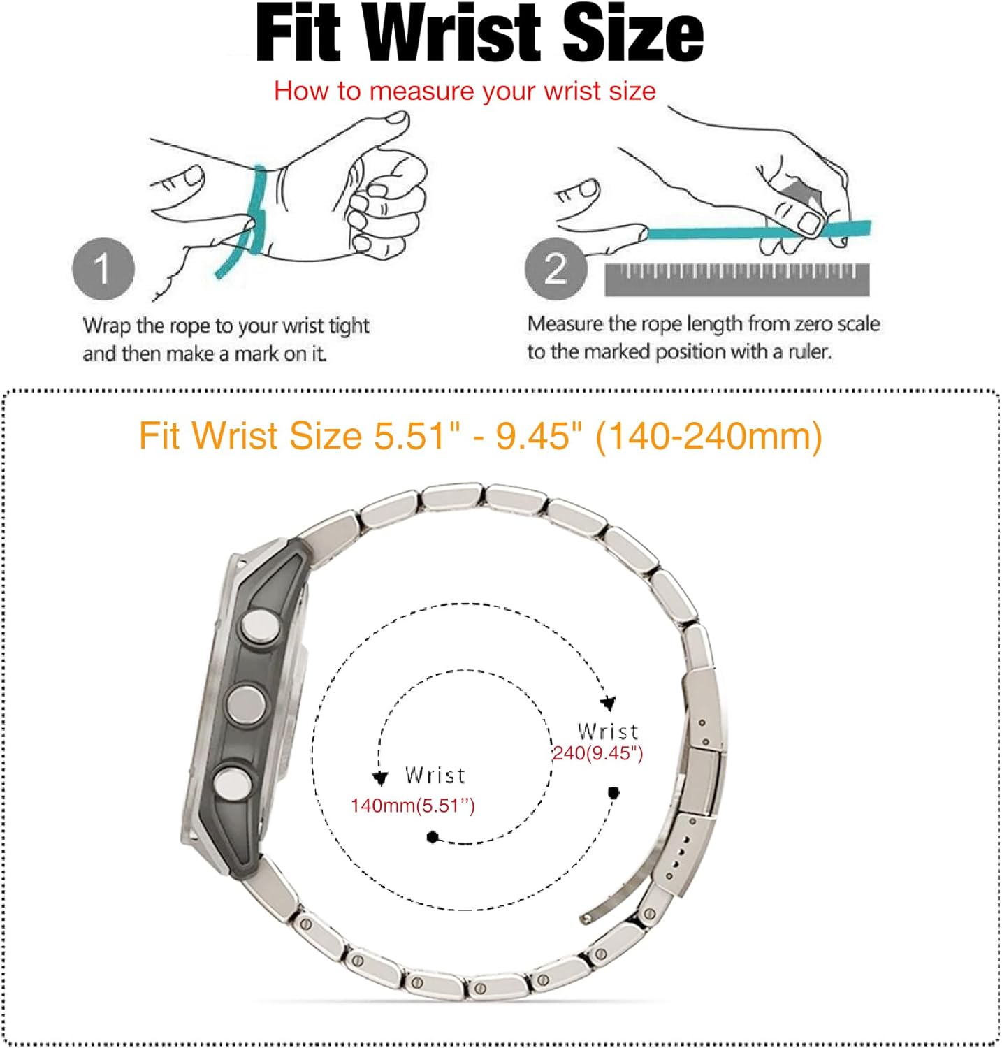 Abanen Titanium Watch Band with Flip-Lock Folding Clasp for Garmin Fenix 8 / Tactix 8 / epix Pro/Enduro, 22mm 26mm QuickFit Wrist Stap for Fenix 7/6/5, Quatix, Tactix - Image 5