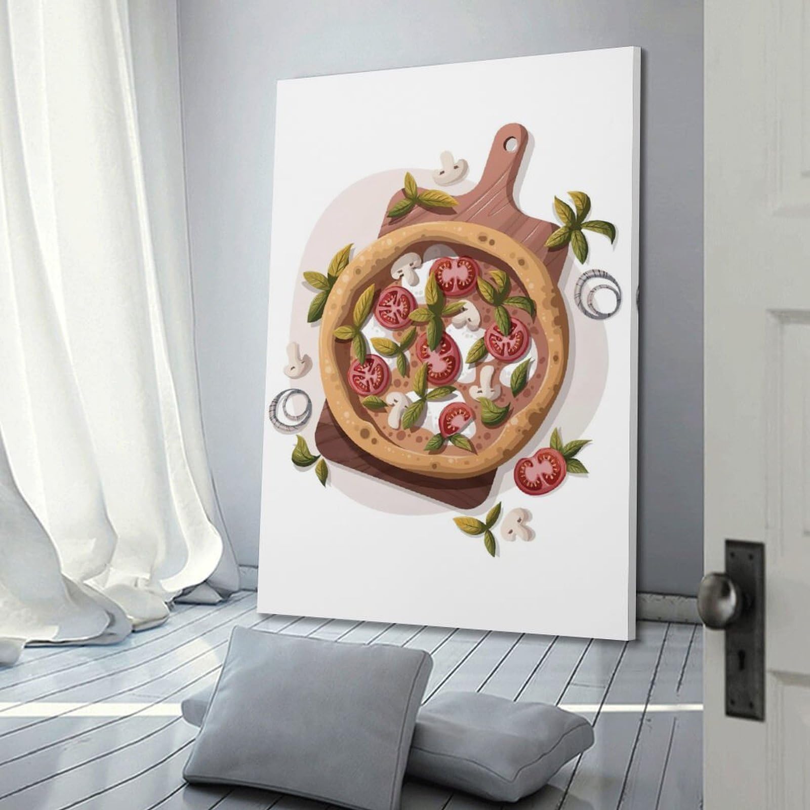 Italienische Margherita-Pizza-Illustration, dekoratives Gemälde, Leinwand, Wandposter und moderne Familienschlafzimmer-Dekoration, 50 x 75 cm