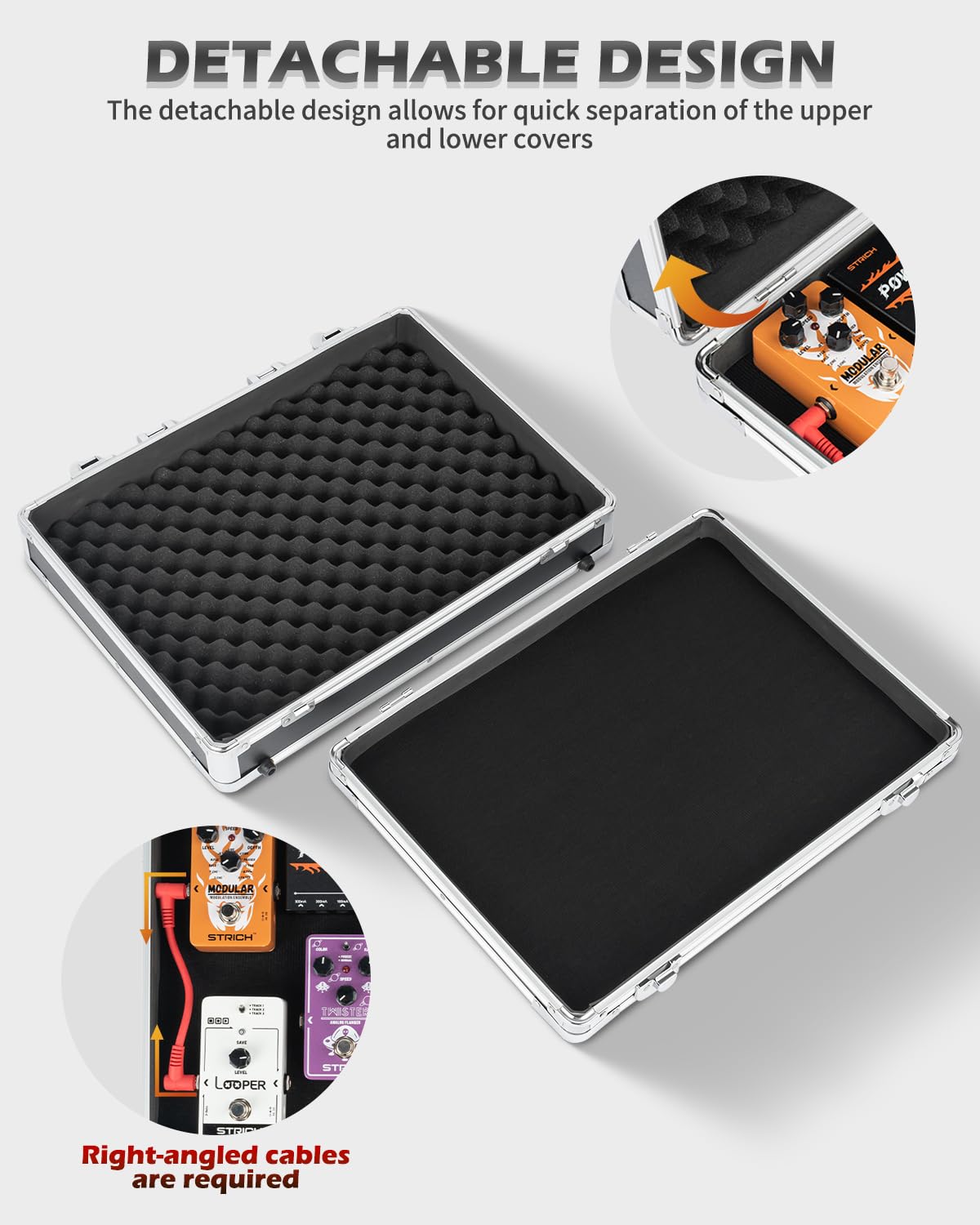 STRICH Standard 45,7 cm Gitarren-Multieffekt-Pedalkoffer, 46 x 31 x 11 cm