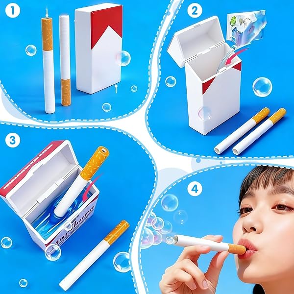 Seifenblasen Zigaretten 2er Set, Bubble Puff Zigaretten zum Blowing Bubbles, Zigaretten Seifenblasen als Spaßartikel für Party, Festival und Geschenk - 5