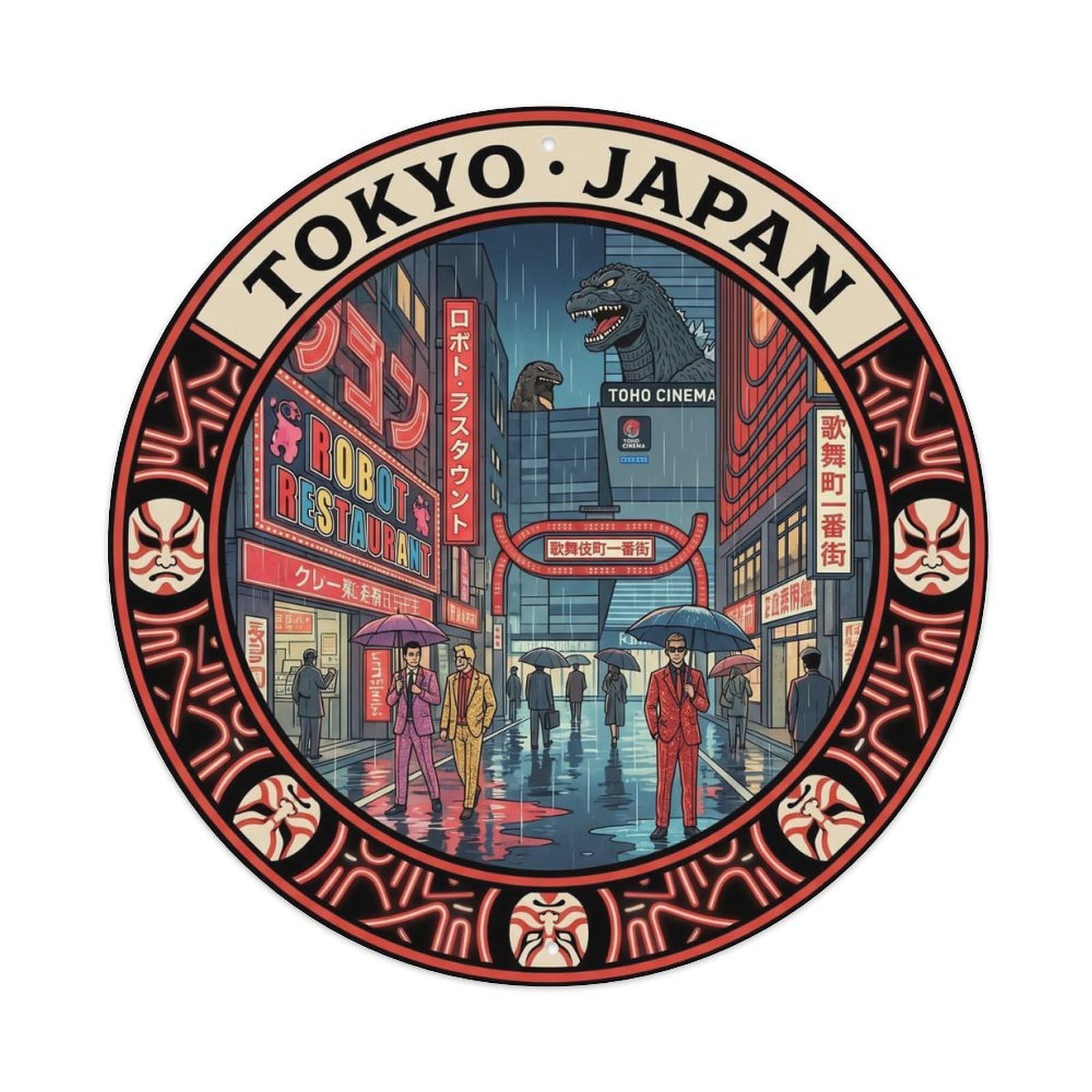Tokyo Shinjuku Neon District Night Travel Metal Tin Sign