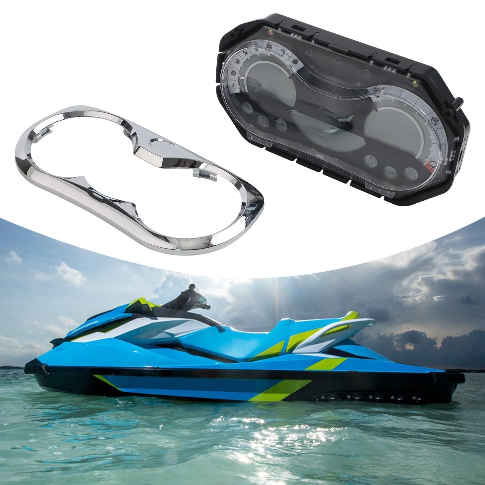 Compteur de vitesse LCD Cluster avec lunette chromée pour Sea Doo GTI 130 2008-2010 GTI SE 155 pour Wake 155 pour gts Pro 130 2011 RPM lecture du niveau de carburant