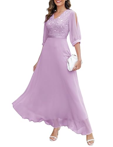 Wedtrend Women's Sequin Dresses Sparkly Glitter Dress Split Sleeves Formal