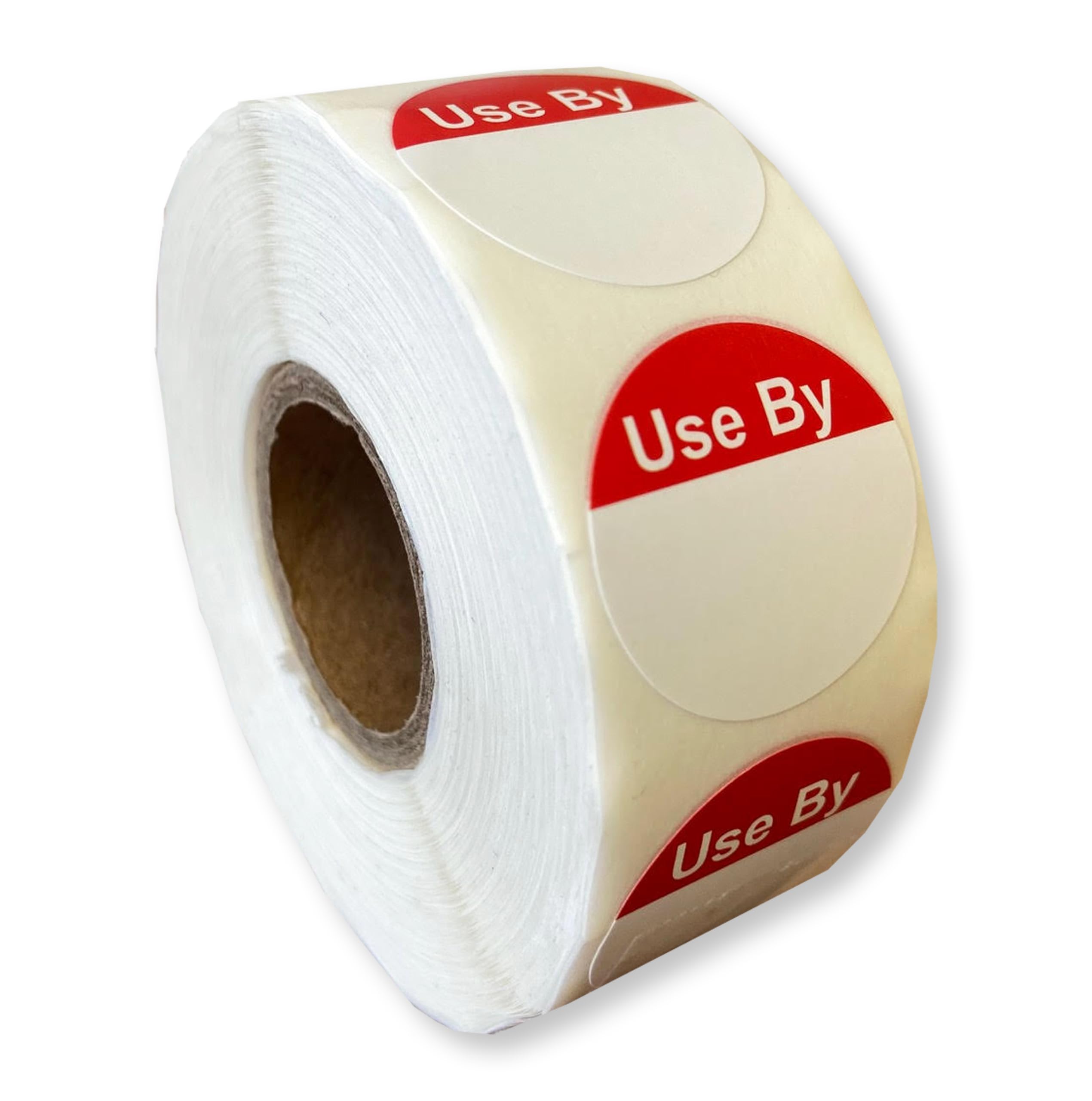 Food Labels Stickers 25mm, Use by & Date, Self Adhesive Labels, for Jars, Catering Food Preparation Stickers On a Roll, Red (1000)