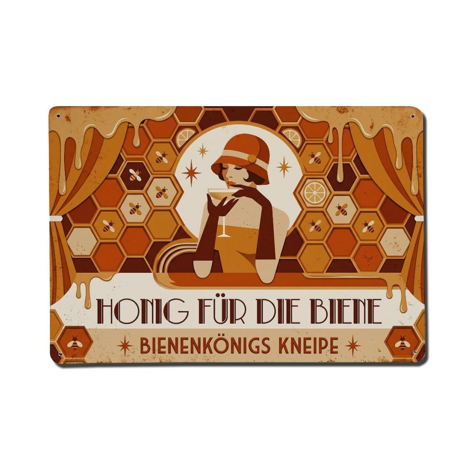 Bees Knees Taste Sensation Classic Mixology Drink Recipe Metal Tin Sign Plaque Wall Decor for Cafe, Man Cave, Club Bar, Office, Home Garden Round Metal Poster 8x12Inch