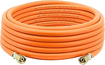 CFH Tuyau de gaz en caoutchouc 10 m VS 780 - Tuyau de gaz en caoutchouc avec raccord G 3/8" LH des deux côtés - Pour appareils à braser et brasage à gaz, GPL, propane/butane, 20 bar, joint conique, de