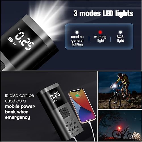 Miniatura 5 de Inflador de neumáticos, compresor de aire portátil, bomba de aire inalámbrica de inflado rápido de 20 segundos, bomba de aire portátil de 150 PSI