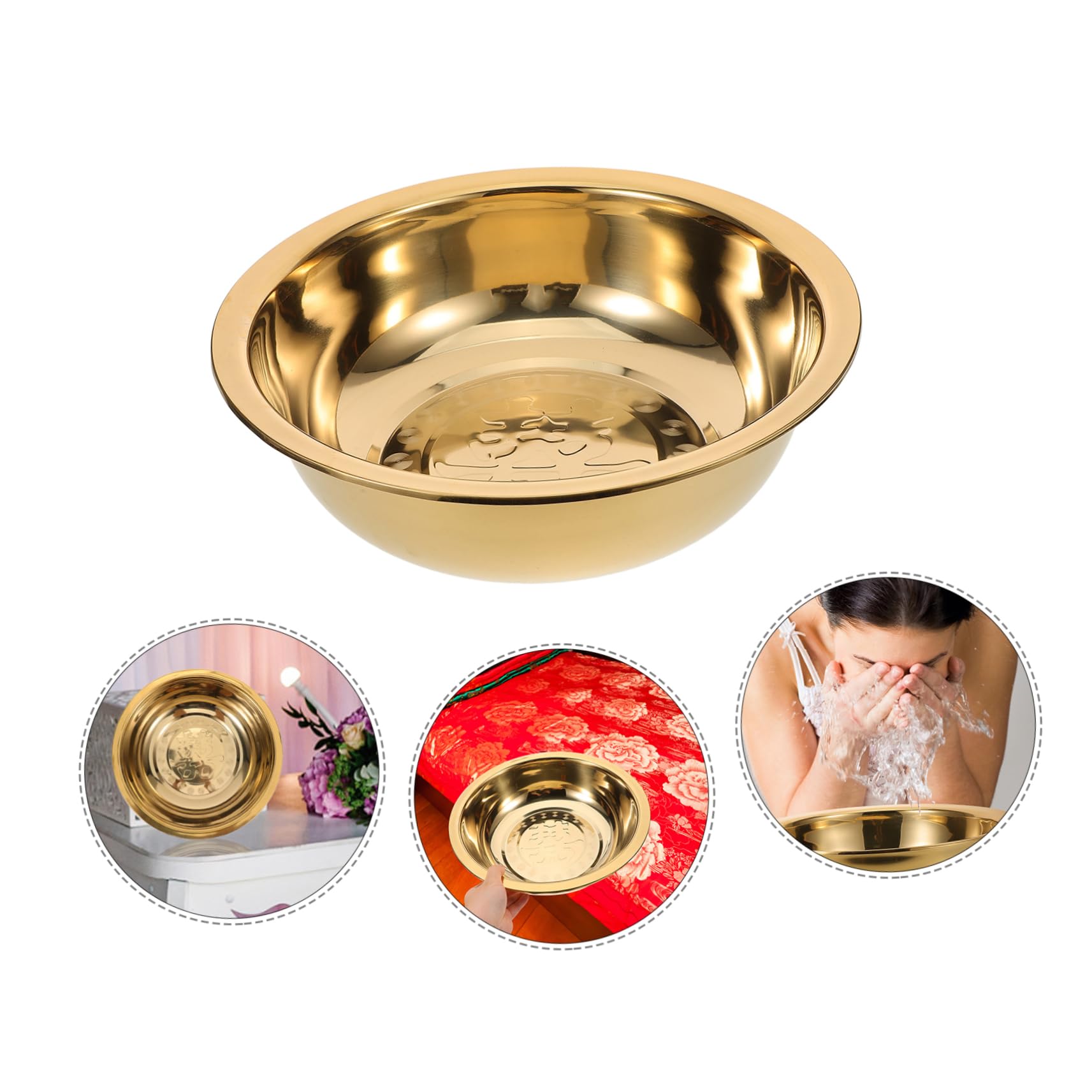 DOITOOL Lavabo de Metal Dorado para Salón y Cocina, Lavabo Decorativo Multifuncional de Acero Inoxidable, Adecuado para Uso Hogar y Limpieza