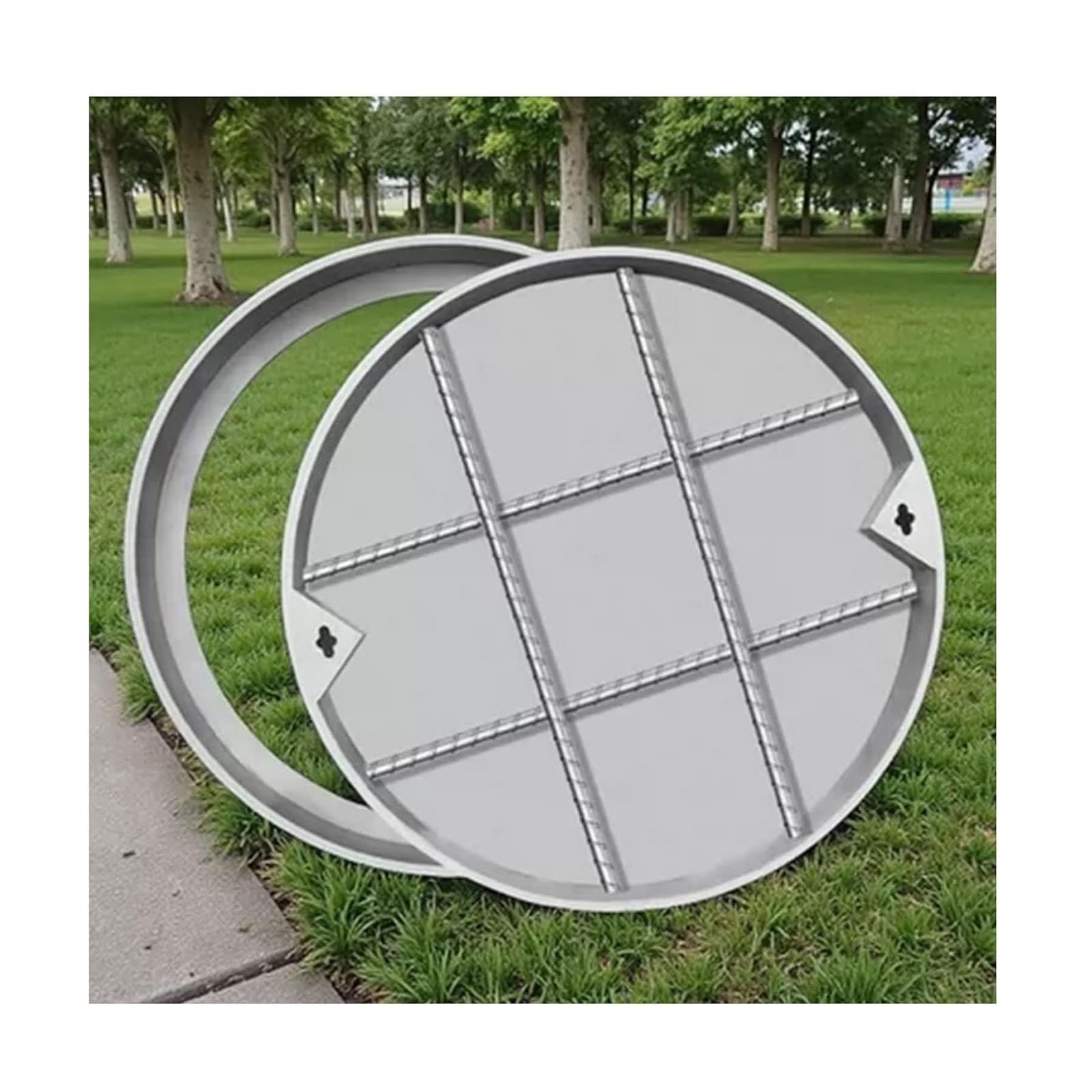 Couvercle de regard de visite rond acier inoxydable 80 cm fosse septique
