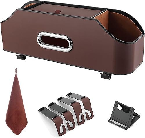 Miniatura 8 de Organizador de asiento trasero de automóvil con 2 portavasos para bebidas, soporte para pañuelos, ganchos para asiento de automóvil para