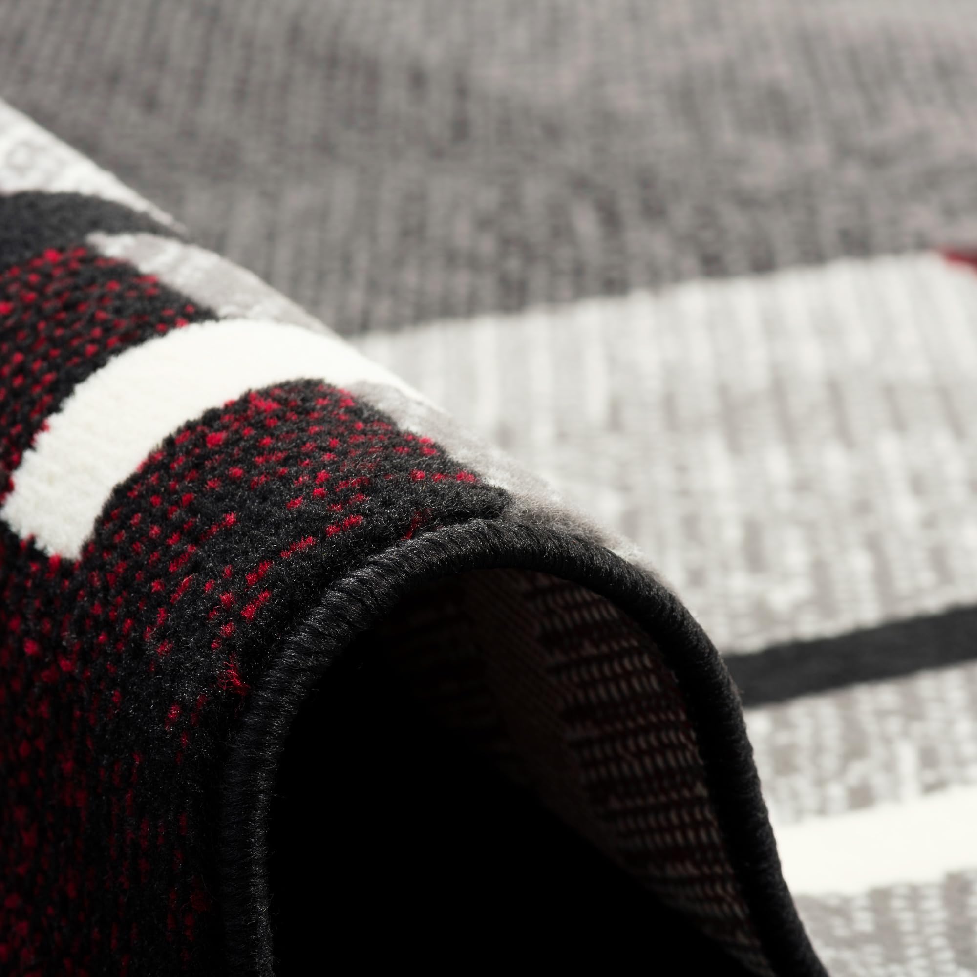 Pergamon Trendline - Tapis Moderne - Motif de Carreaux Noir Rouge - 5 Tailles Disponibles