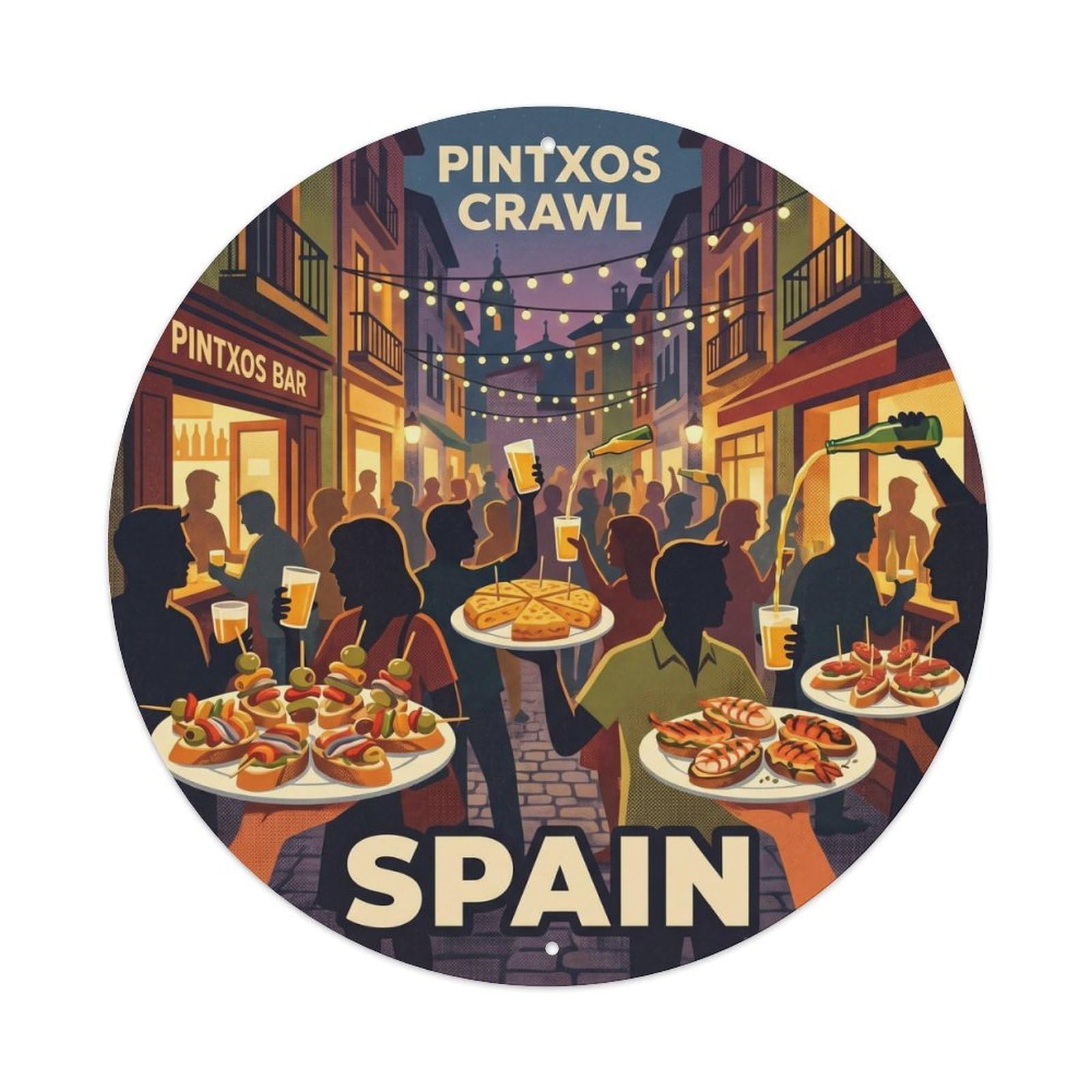 San Sebastian Pintxos Crawl Spain Landmark Travel Metal Tin Sign