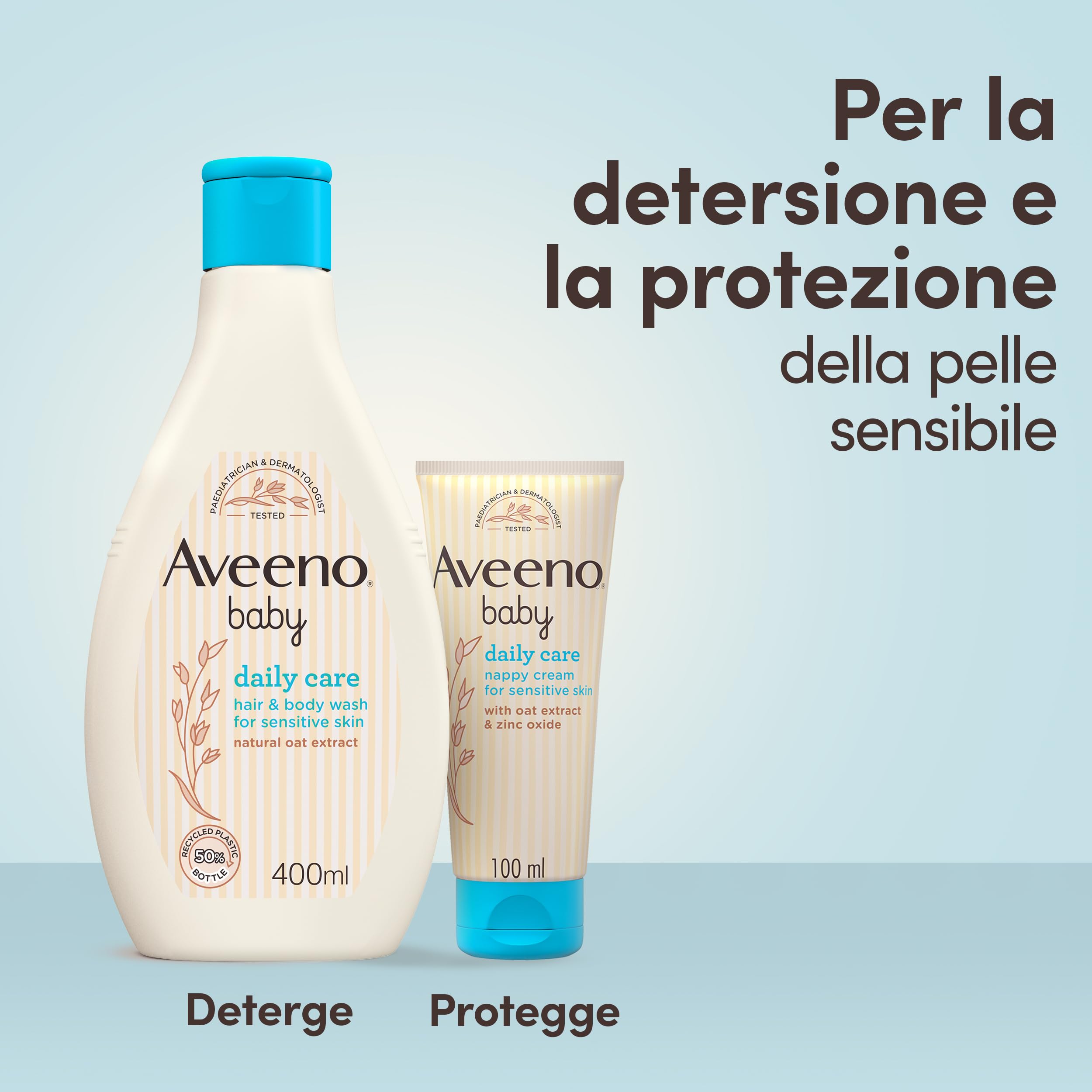 Aveeno Baby Daily Care Set Neonato con Pasta Cambio Pannolino 100 ml con Ossido di Zinco ed estratto di Avena e Bagnoschiuma neonato 400 ml per la detersione della pelle sensibile – Esclusiva Amazon