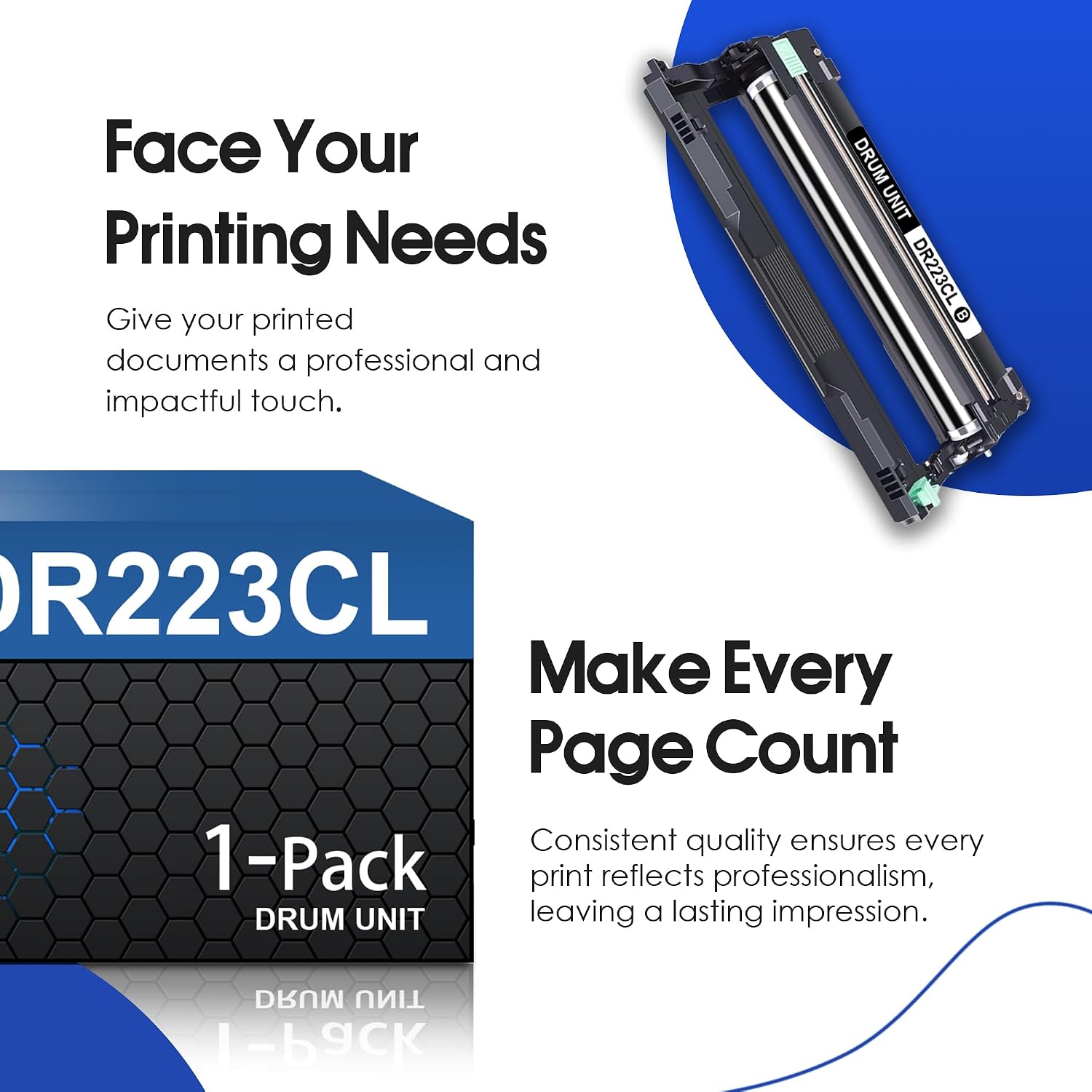 DR223CL Black Drum Unit 1-Pack Replacement for Brother DR-223CL MFC-L3710CW, MFC-L3770CDW, MFC-L3750CDW, HL-L3270CDW, HL-L3290CDW Printers(Not Include Toner)
