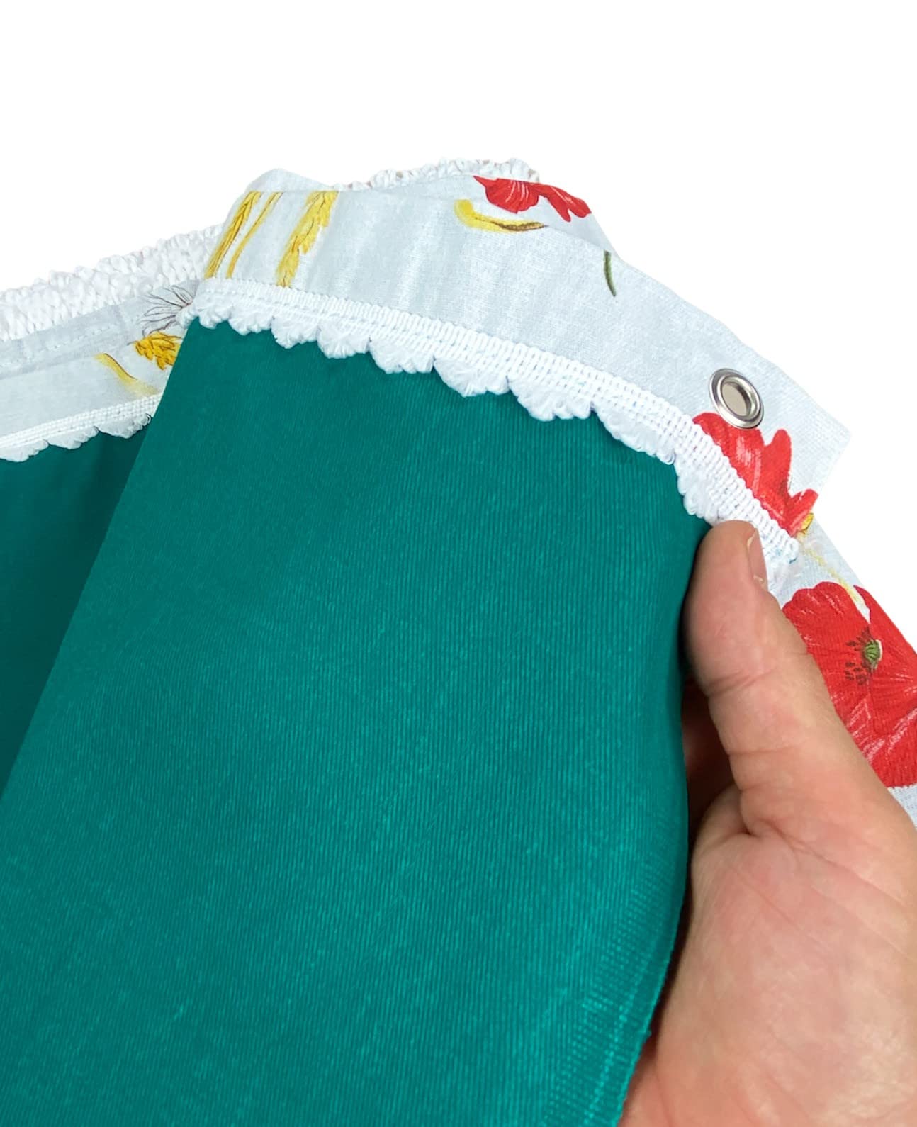 Tende per Esterno - Tende da Sole per Esterno CON ANELLI | Tenda da Giardino, Veranda, Gazebo, Portico | Ganci per Applicazione | Resistente e Lavabile, Cotone 100% Durevole, Stampa Papaveri - 150x300