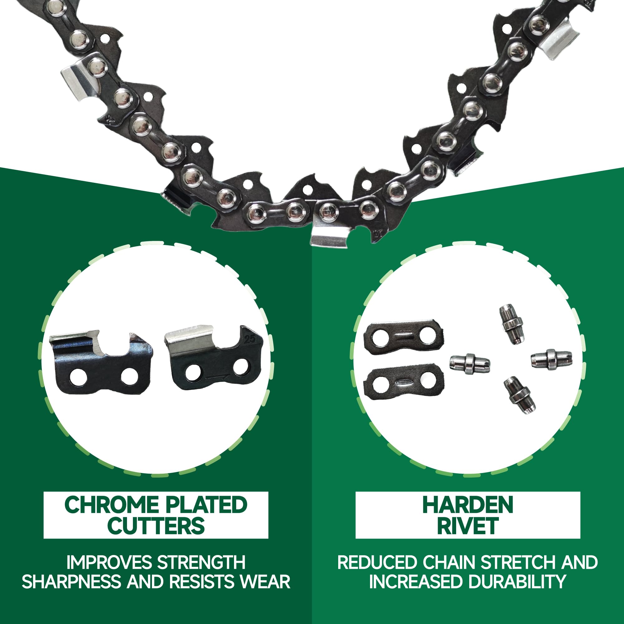 Paquete de 4 cadenas de motosierra de 18 pulgadas, paso de 0.325 pulgadas, calibre de 0.50 pulgadas, 72 eslabones de transmisión, cadenas de sierra de retroceso bajo, compatibles con Husqvarna 440 445