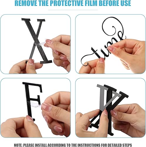 Miniatura 3 de Junkin Reloj de pared grande 3D sin marco, números romanos gigantes, citas familiares, calcomanías de pared, tamaño ajustable de 23.62 a 47.24