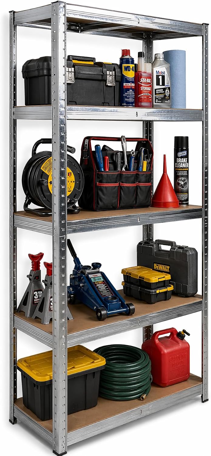 Storing Racking DIVCHI 5 Tier Storage Rack Heavy Duty Shelving Aluminium Garage Shelves ...